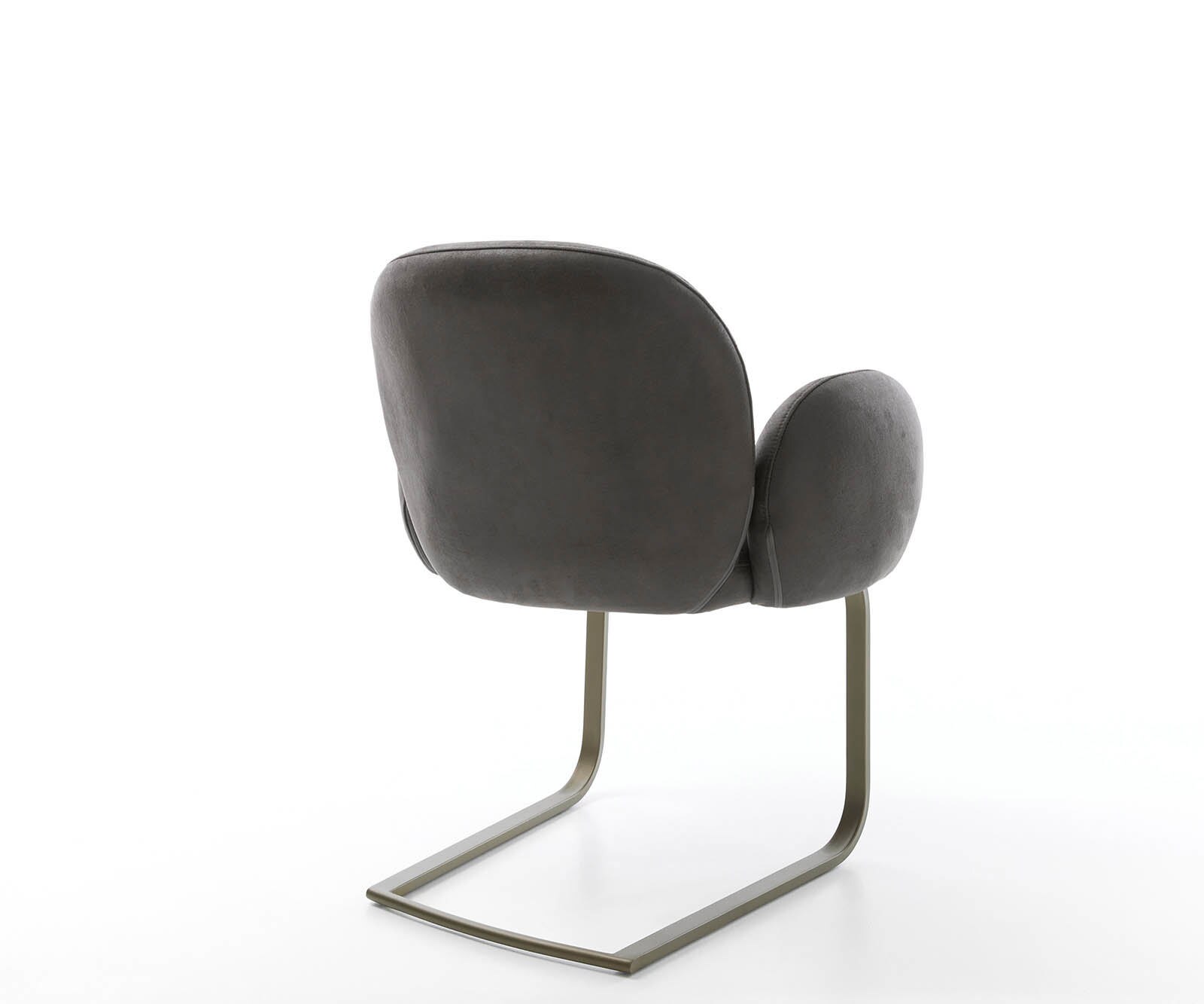 Cantilever Nube-Flex avec accoudoirs microvelours anthracite vintage pied cantilever plat aspect titane ressorts ensachés 5