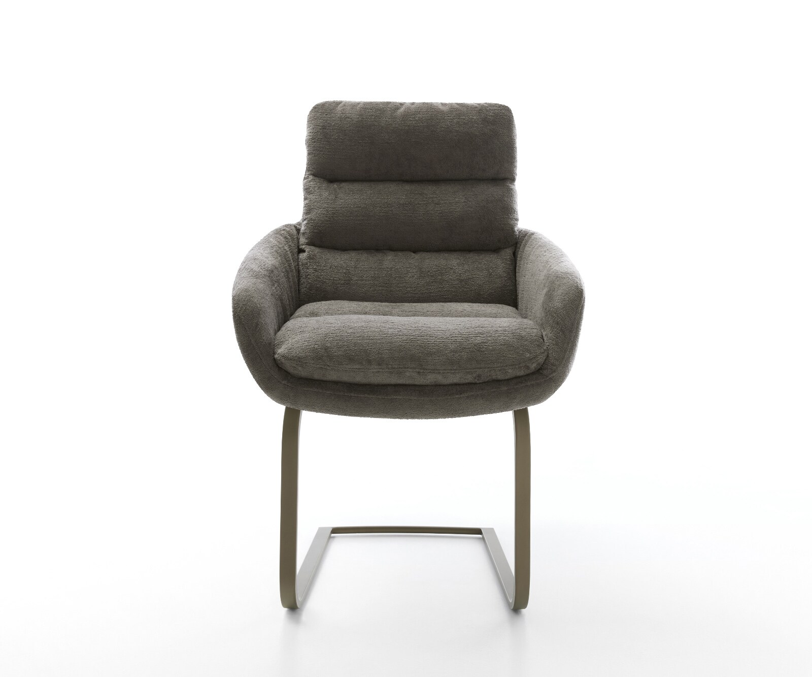 Cantilever Abelia-Flex avec accoudoirs bouclé doux couleur boue pied cantilever plat aspect titane 2