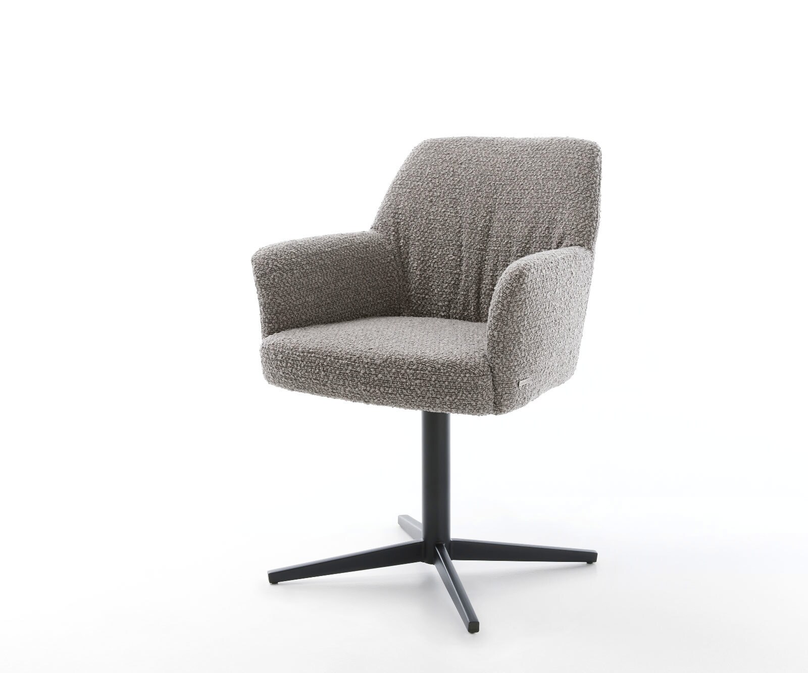 Chaise-pivotante Xana-Flex avec accoudoirs bouclé gris argenté pied de chaise 4 branches noir pivotement sur 360° ressorts ensachés 1