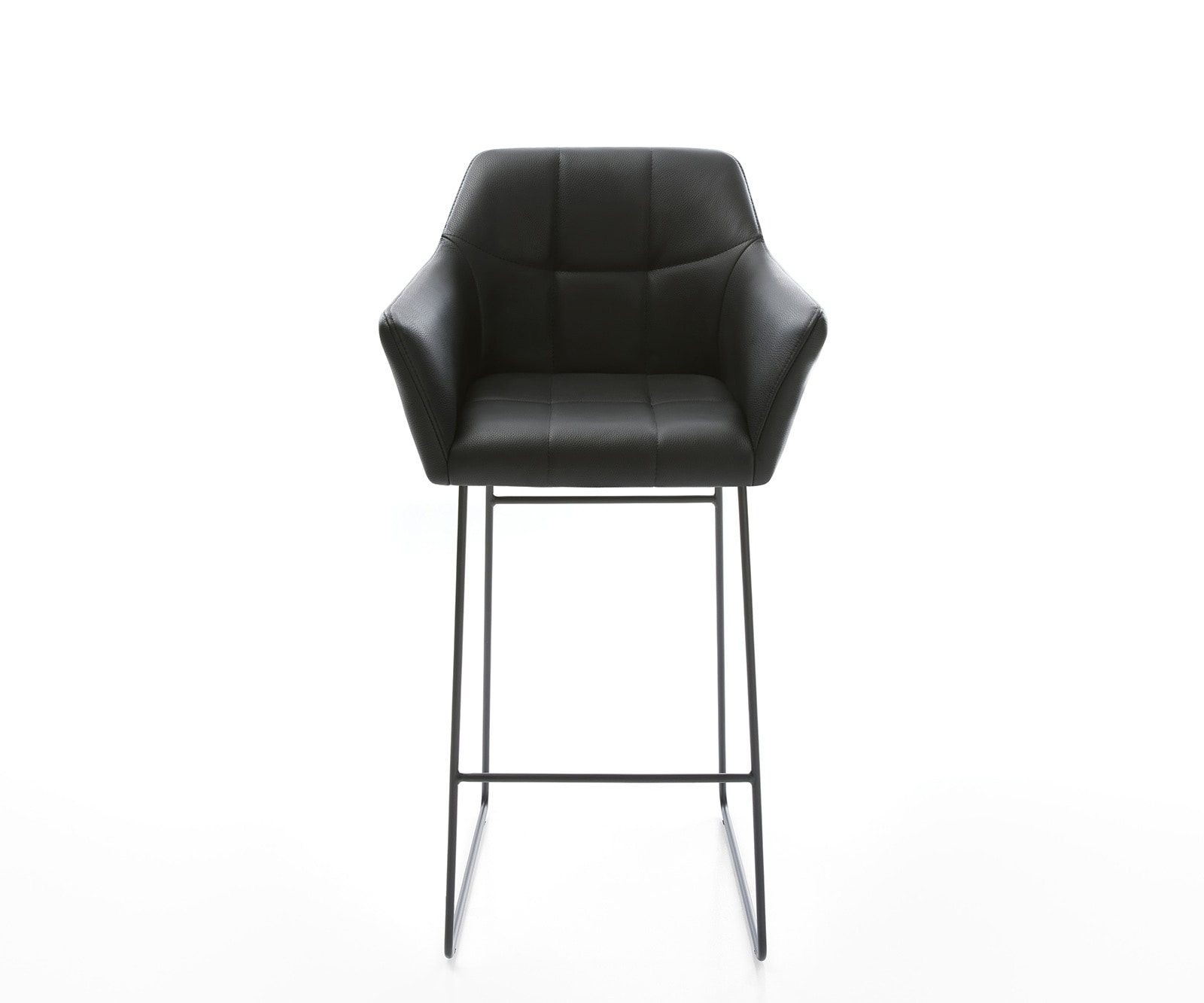 Barstuhl Yulo-Flex Echt-Leder Schwarz Kufengestell Metall 1 Barstuhl Yulo-Flex Echt-Leder Schwarz Kufengestell Metall 1