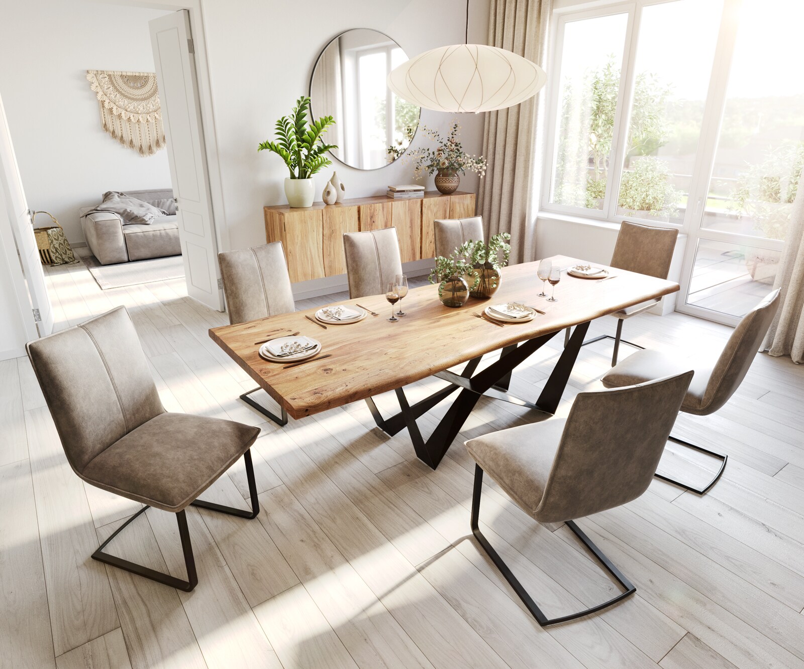 Table à manger Edge 260x100 Acacia Naturel Spider Acier plat Noir Live-Edge 5 Table à manger Edge 260x100 Acacia Naturel Spider Acier plat Noir Live-Edge 5