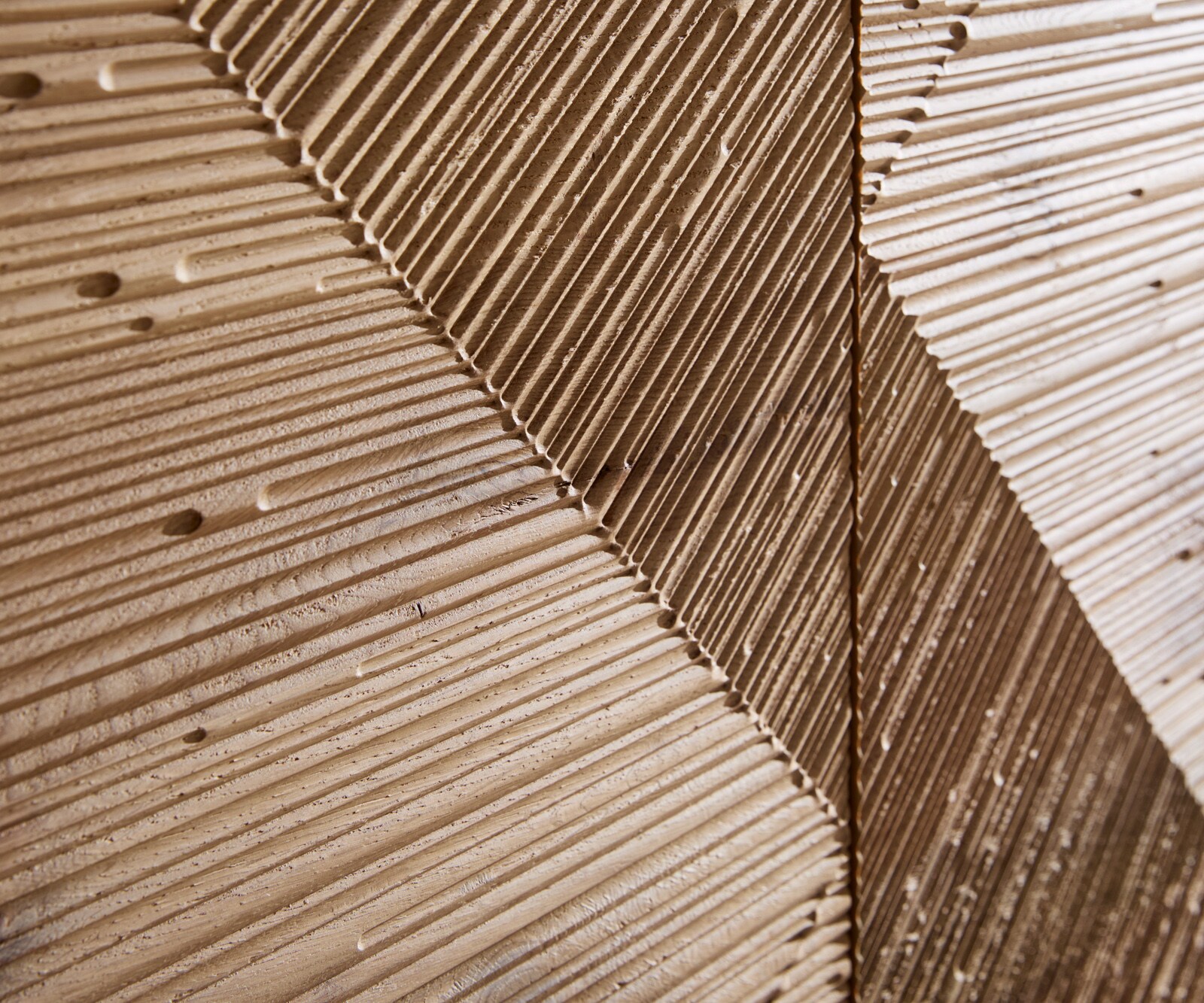 Lowboard Tereos 220 cm Eiche Natur 3D Effekt 4 Türen Winkelfuß Edelstahl gebürstet 5