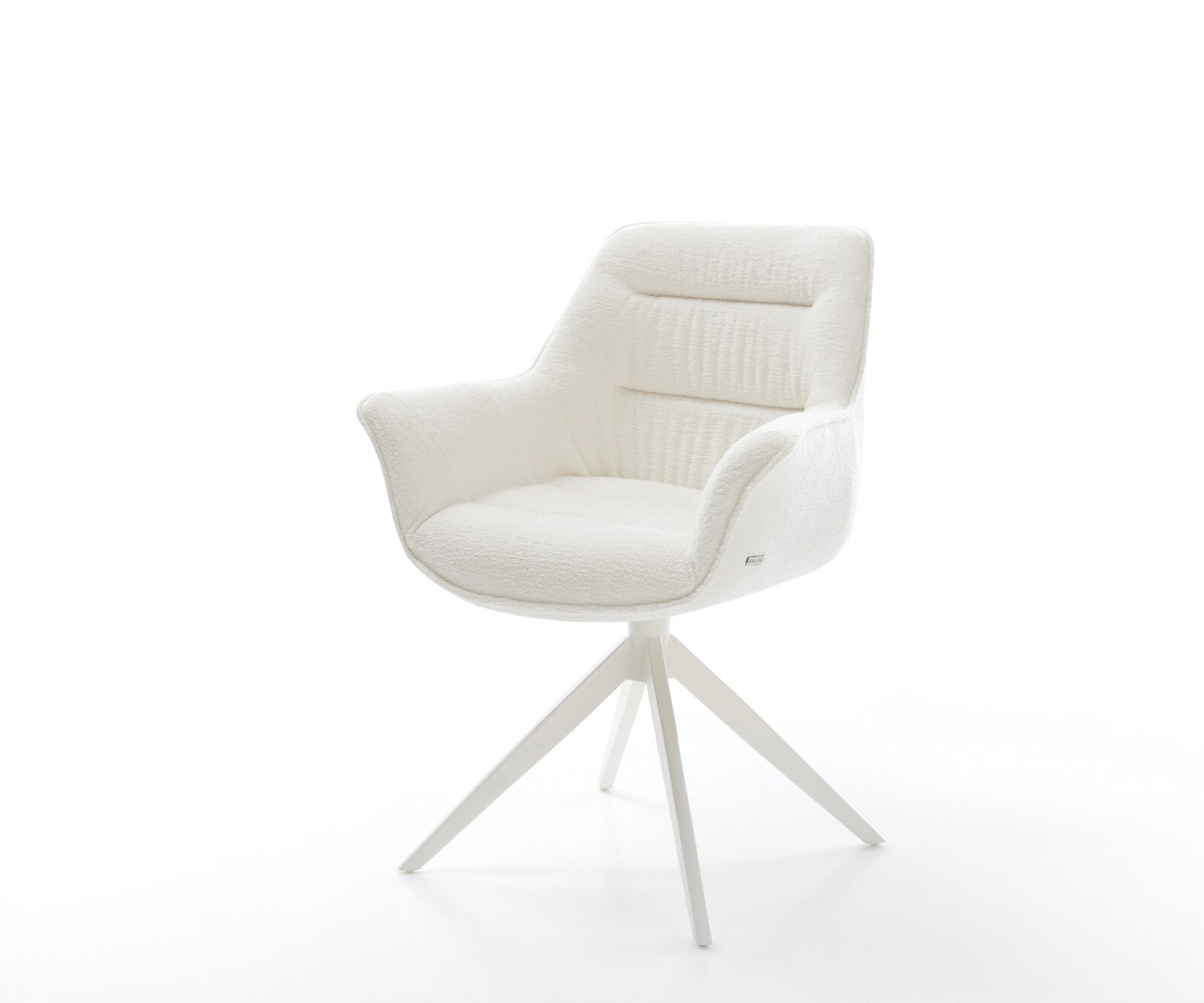 Chaise-pivotante Kaira-Flex bouclé doux beige pied croisé large blanc pivotement sur 360° fonction bascule 1