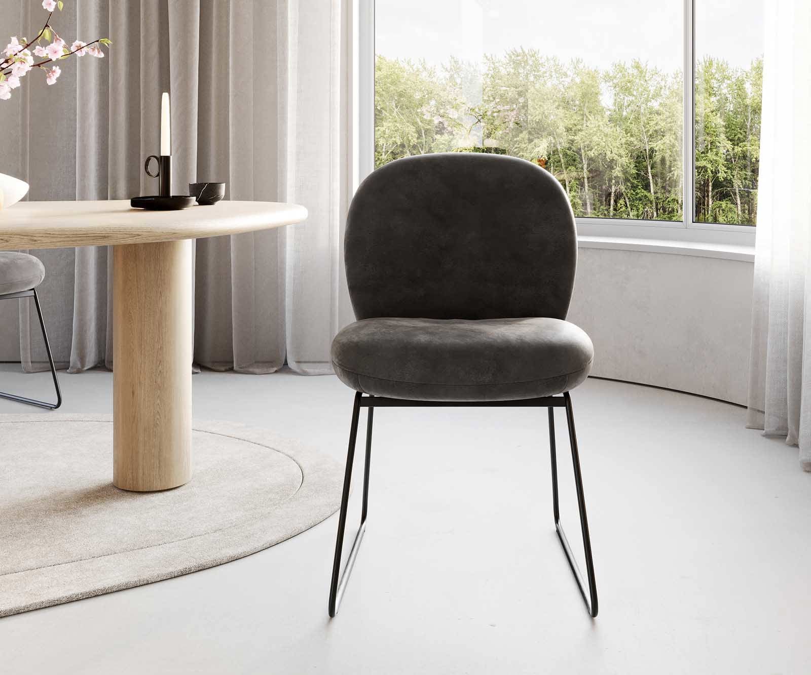 Esszimmerstuhl Nube-Flex Mikrofaser Anthrazit Vintage Kufengestell Schwarz Taschenfederkern 1 Esszimmerstuhl Nube-Flex Mikrofaser Anthrazit Vintage Kufengestell Schwarz Taschenfederkern 1