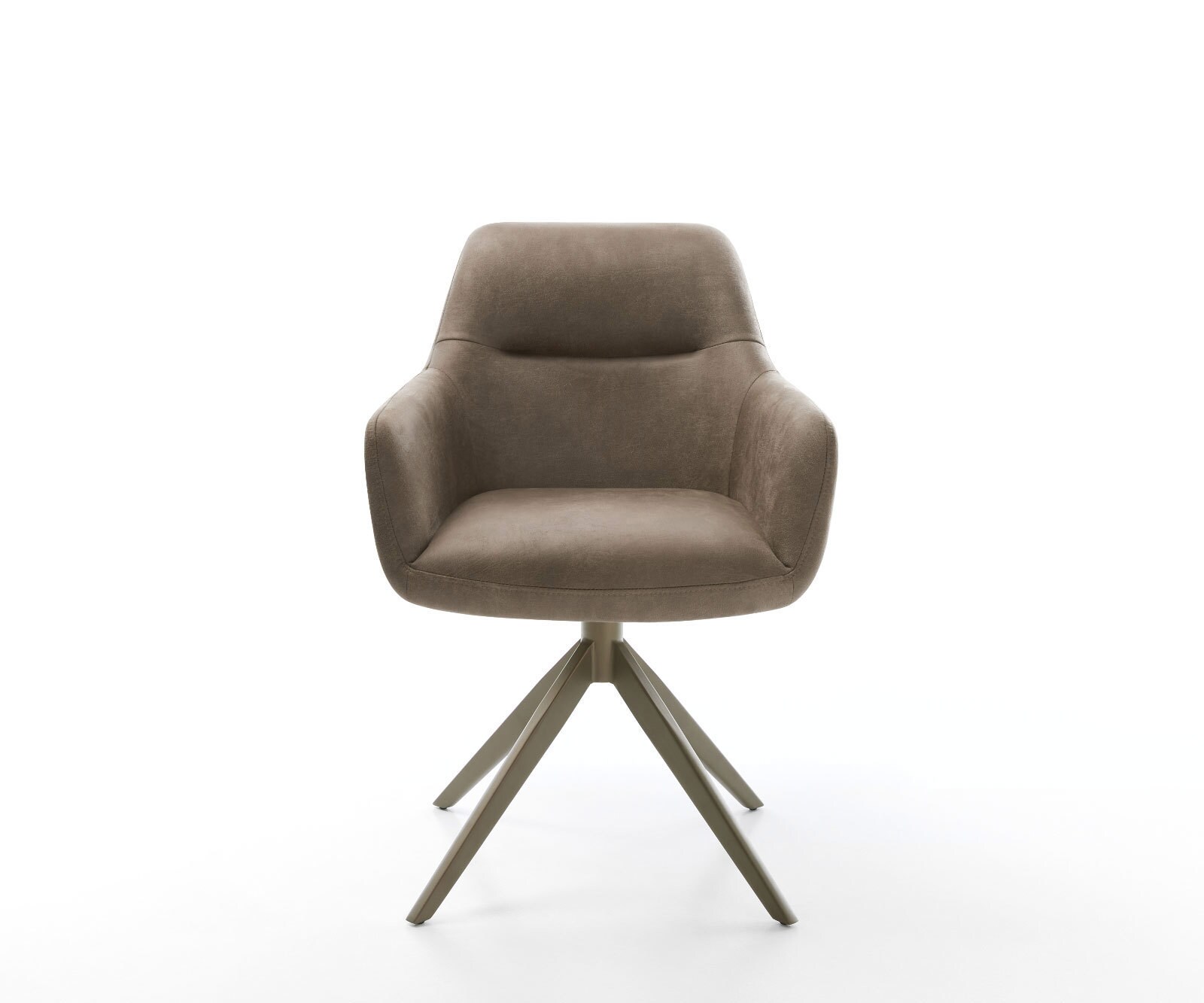 Chaise-pivotante Pejo-Flex microvelours taupe vintage pied croisé large aspect titane pivotement sur 360° ressorts ensachés 1