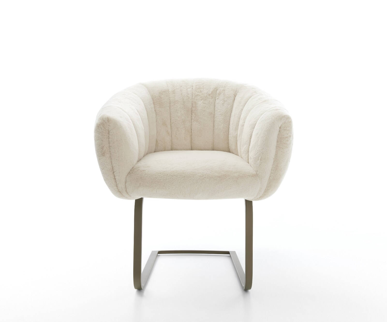 Freischwinger Jada-Flex Plüsch Creme-Weiß Freischwinger flach Effektfinish Titan Taschenfederkern 1
