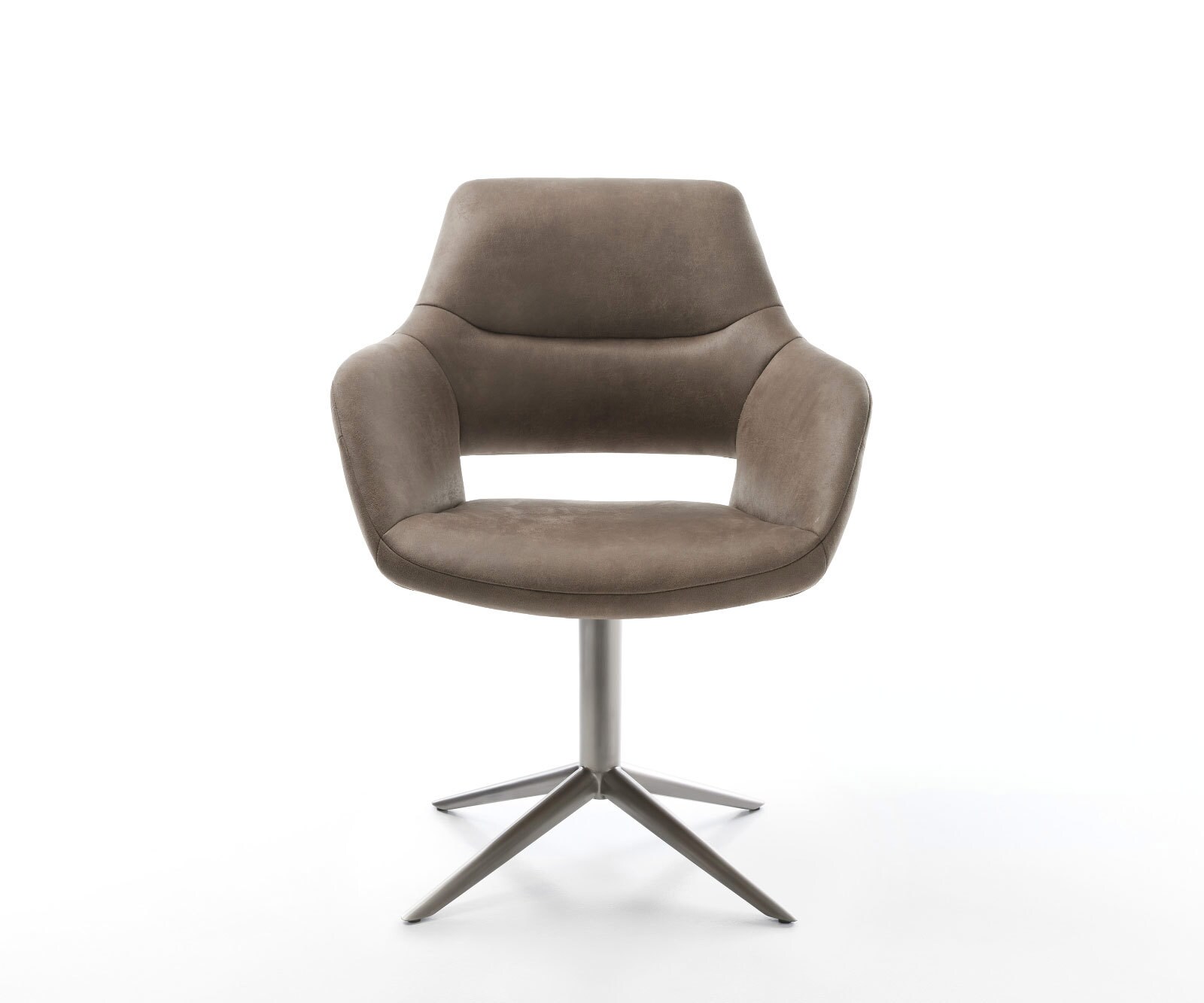 Chaise-pivotante Yago-Flex mit Armlehnen microvelours taupe vintage pied de chaise 4 branches grafiete pivotement sur 360° fonction bascule ressorts ensachés 1