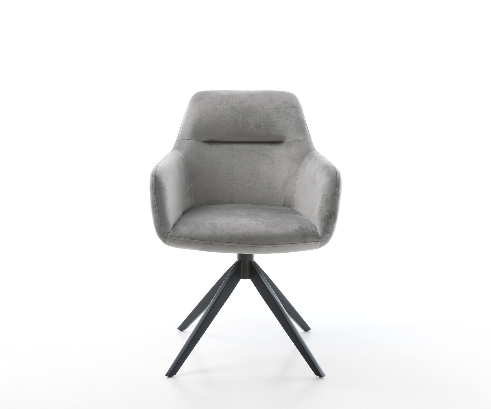 Drehstuhl Pejo-Flex Samt Grau Kreuzgestell breit Schwarz 360° drehbar Wippfunktion Taschenfederkern 1