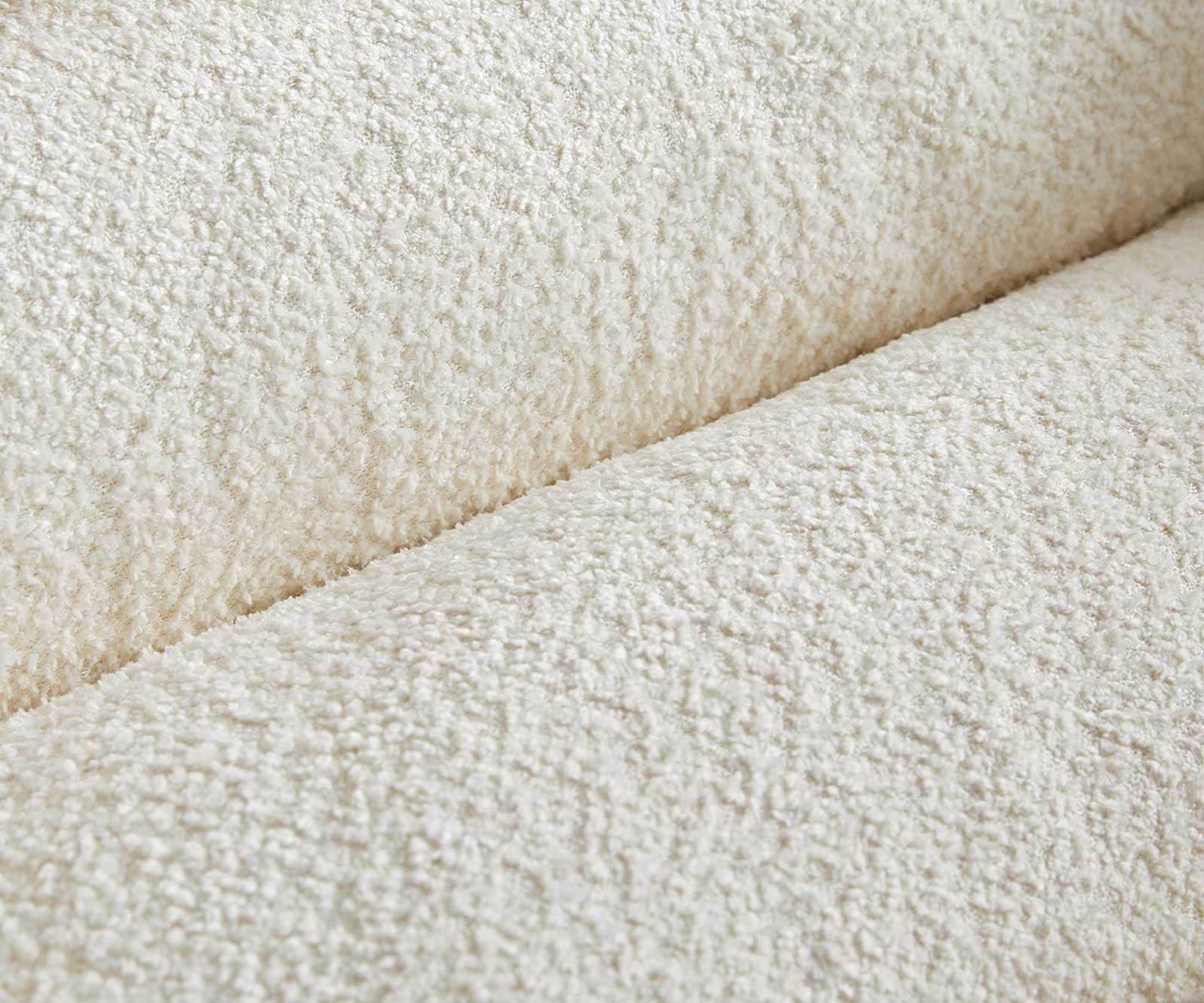 Chaise-pivotante Nube-Flex avec accoudoirs bouclé blanc pied croisé conique acier inoxydable brossé pivotement sur 180° ressorts ensachés 2 Chaise-pivotante Nube-Flex avec accoudoirs bouclé blanc pied croisé conique acier inoxydable brossé pivotement sur 180° ressorts ensachés 2