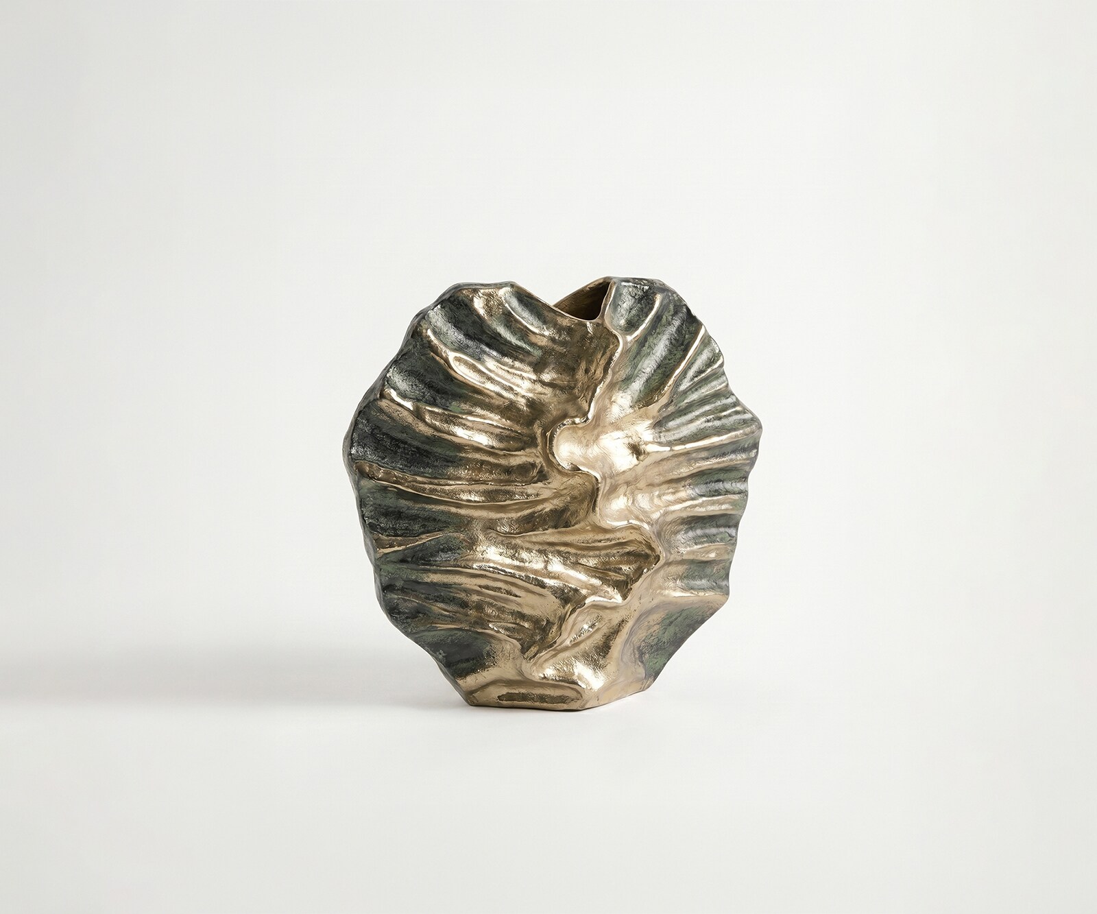Vase Nerina B36 x T13 x H35 cm Aluminium Verde Antico Handgemacht