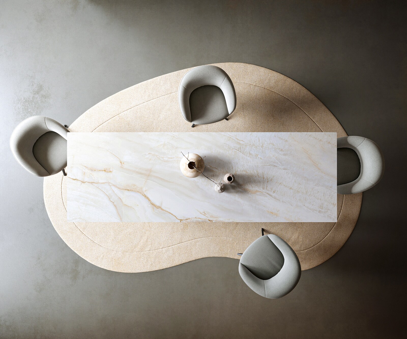 Table à manger Edge 300x100 cm céramique Onyx Pearl Zenthara angulaire métal noir 5