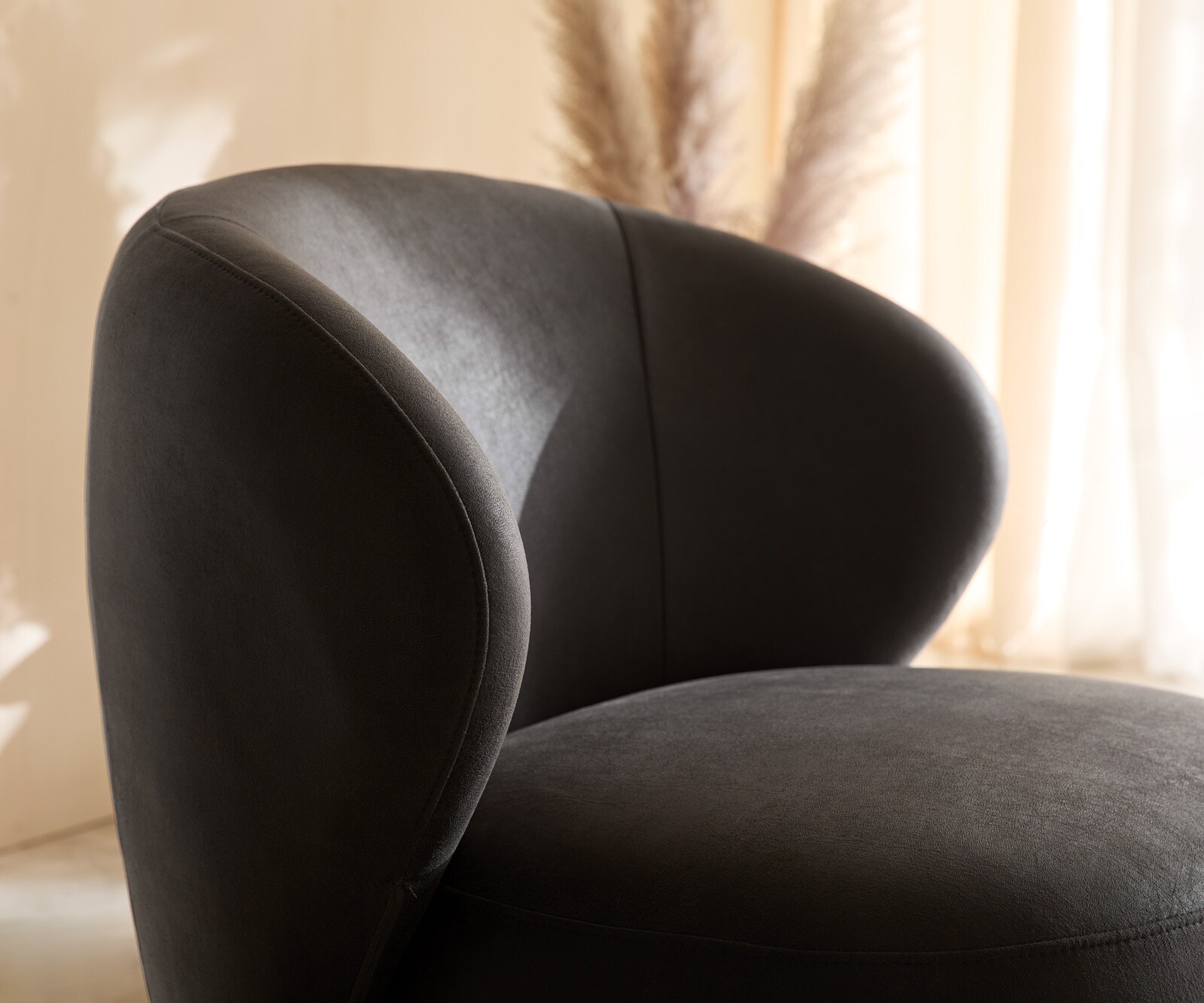 Loungesessel Pulo 80x80 cm Mikrofaser Anthrazit Vintage 4