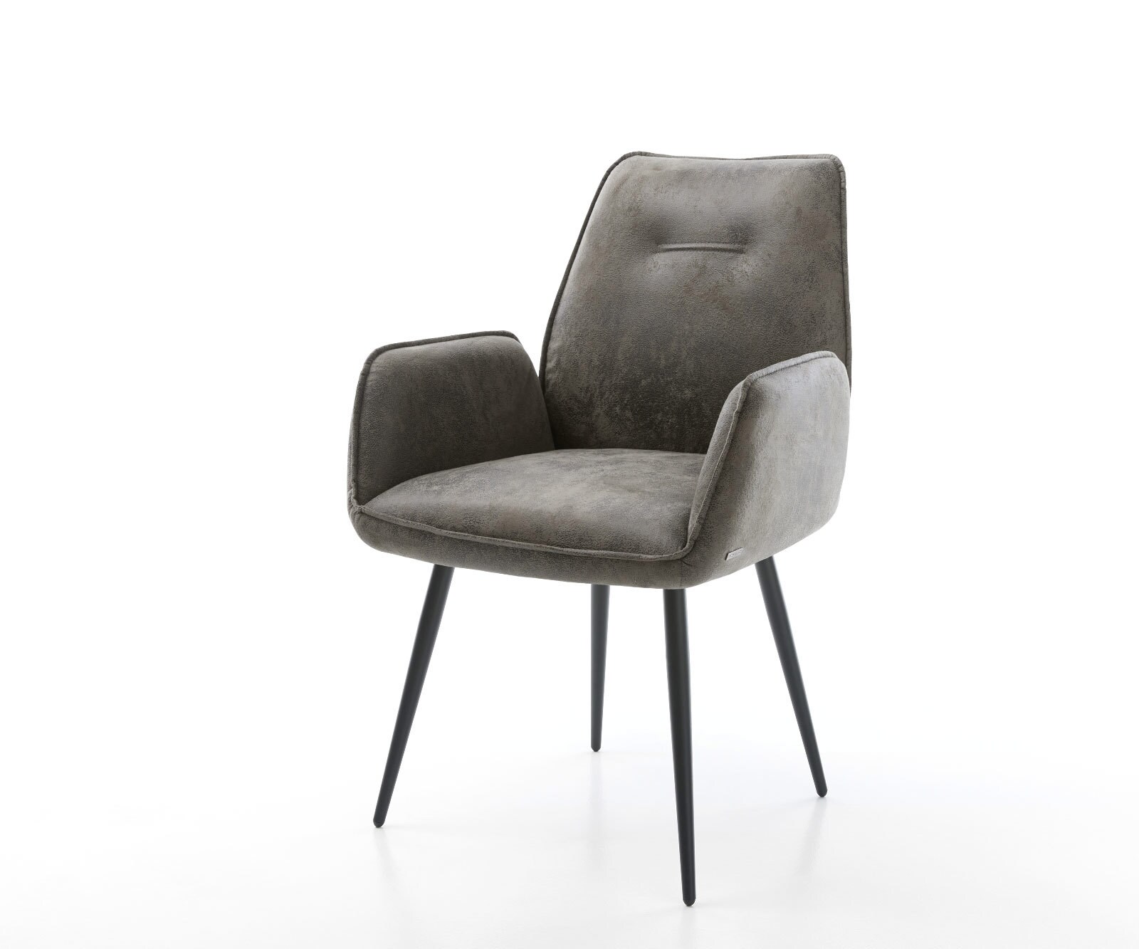 Chaise-de-salle-à-manger Zoa-Flex microvelours gris antique 4 pieds coniques noir ressorts ensachés