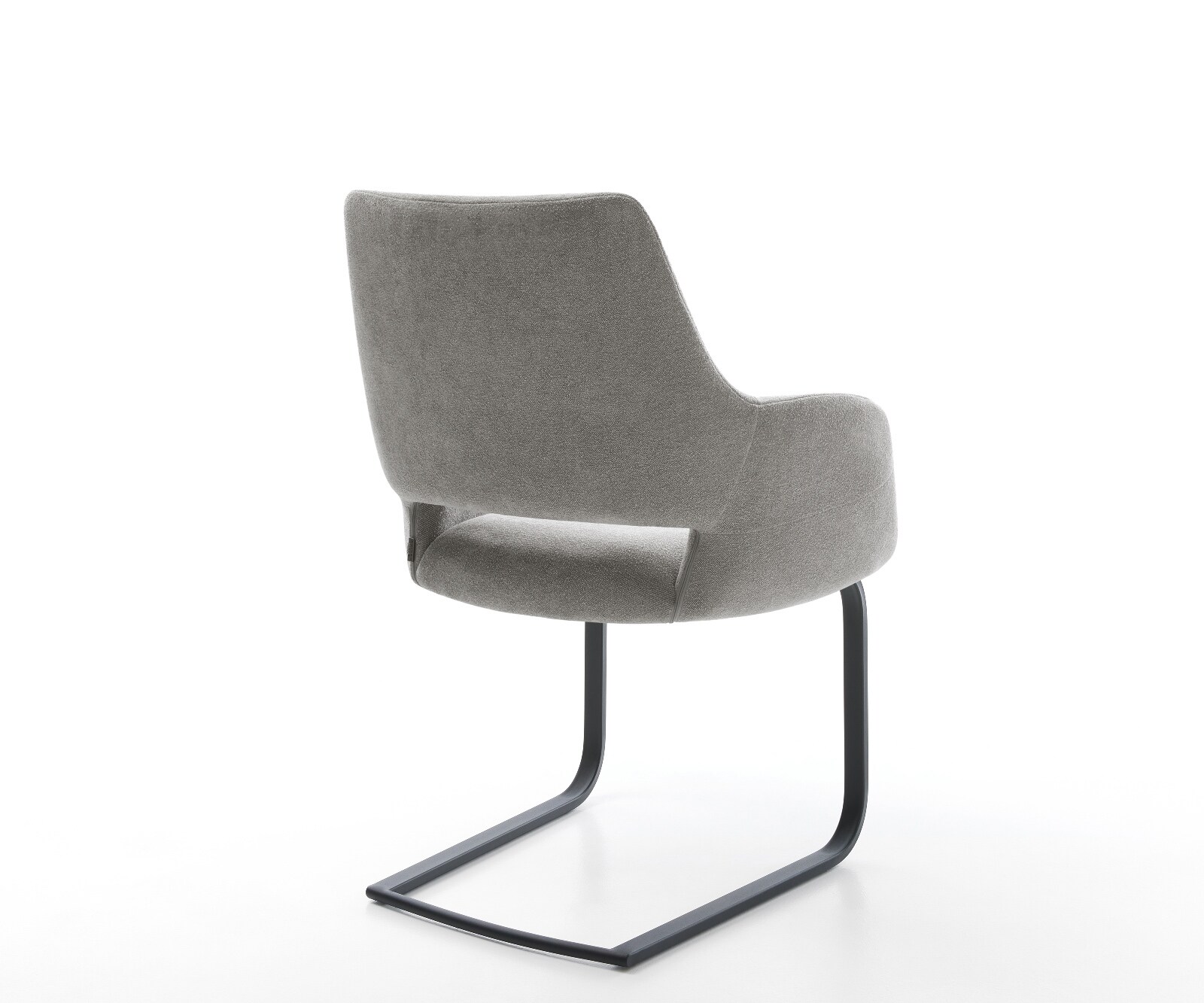 Cantilever Yago-Flex avec accoudoirs tissu structuré doux gris pied cantilever plat noir resorts ensachés 4