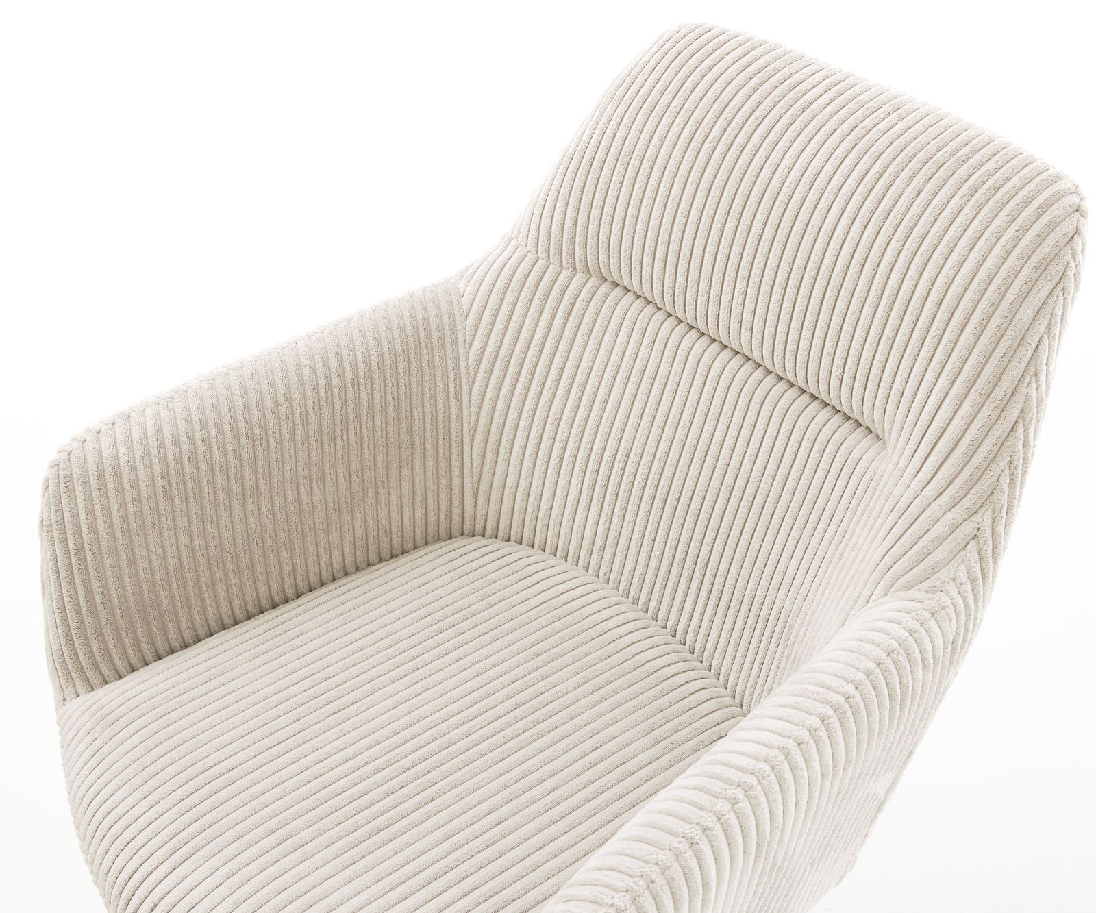Chaise-de-salle-à-manger Pejo-Flex côtelé beige vintage pied croisé conique noir ressorts ensachés 3