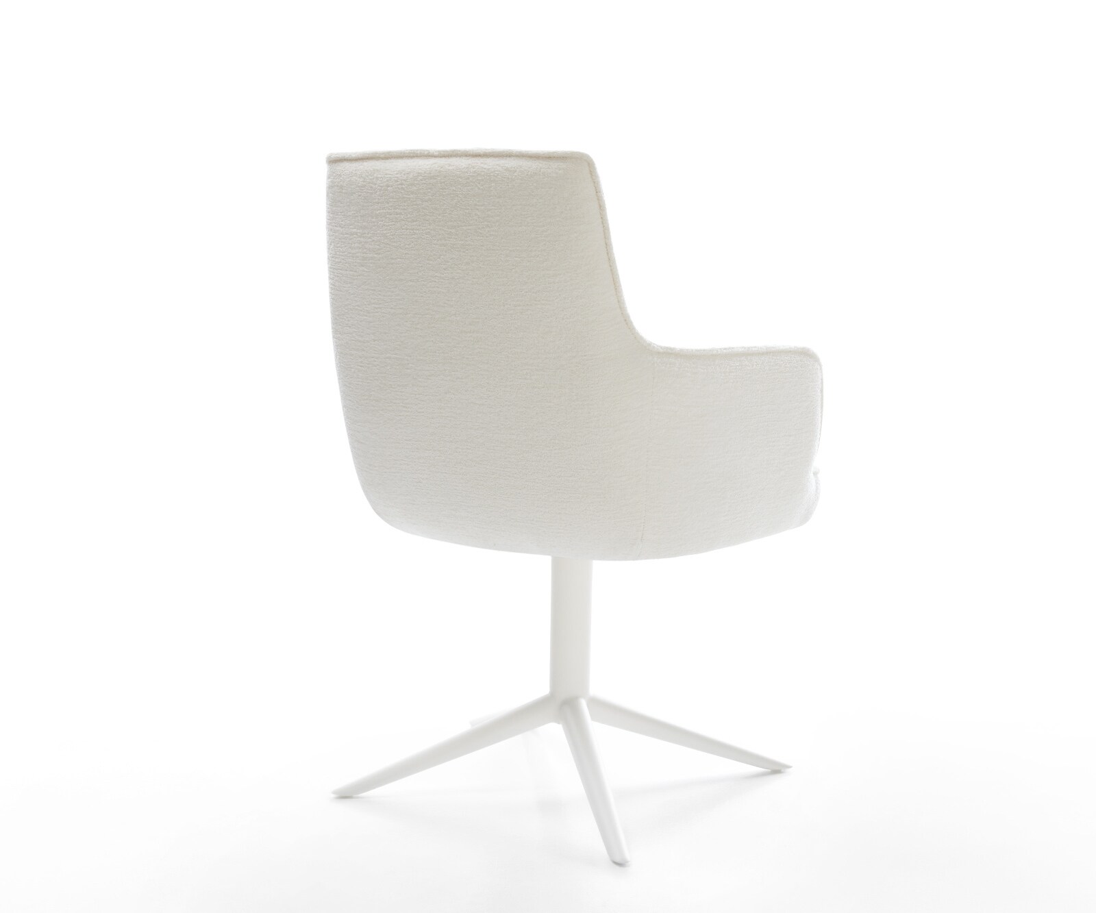 Drehstuhl Heira-Flex mit Armlehnen Bouclé Soft Beige Fußkreuz Weiß 360° drehbar Wippfunktion Taschenfederkern 4