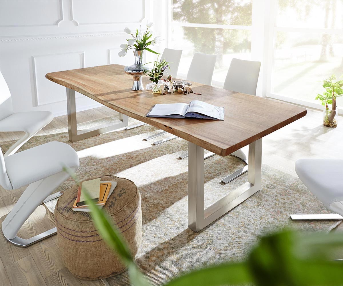 Plateau-de-table-à-manger Edge 260x100cm acacia nature Live-Edge 5