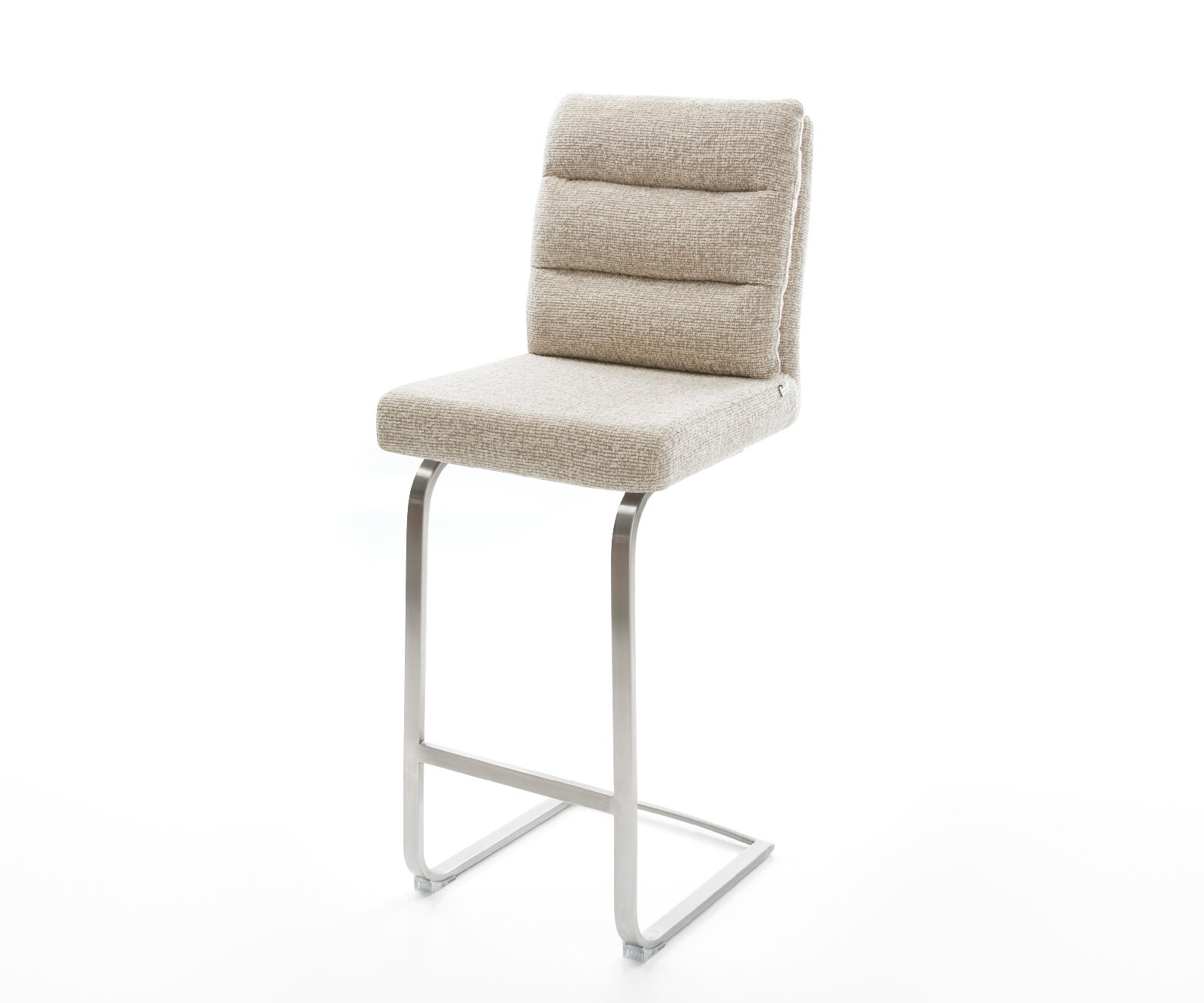 Chaise-de-bar Pela-Flex Tissu tissé doux Beige Pied cantilever acier inoxydable Argent 1