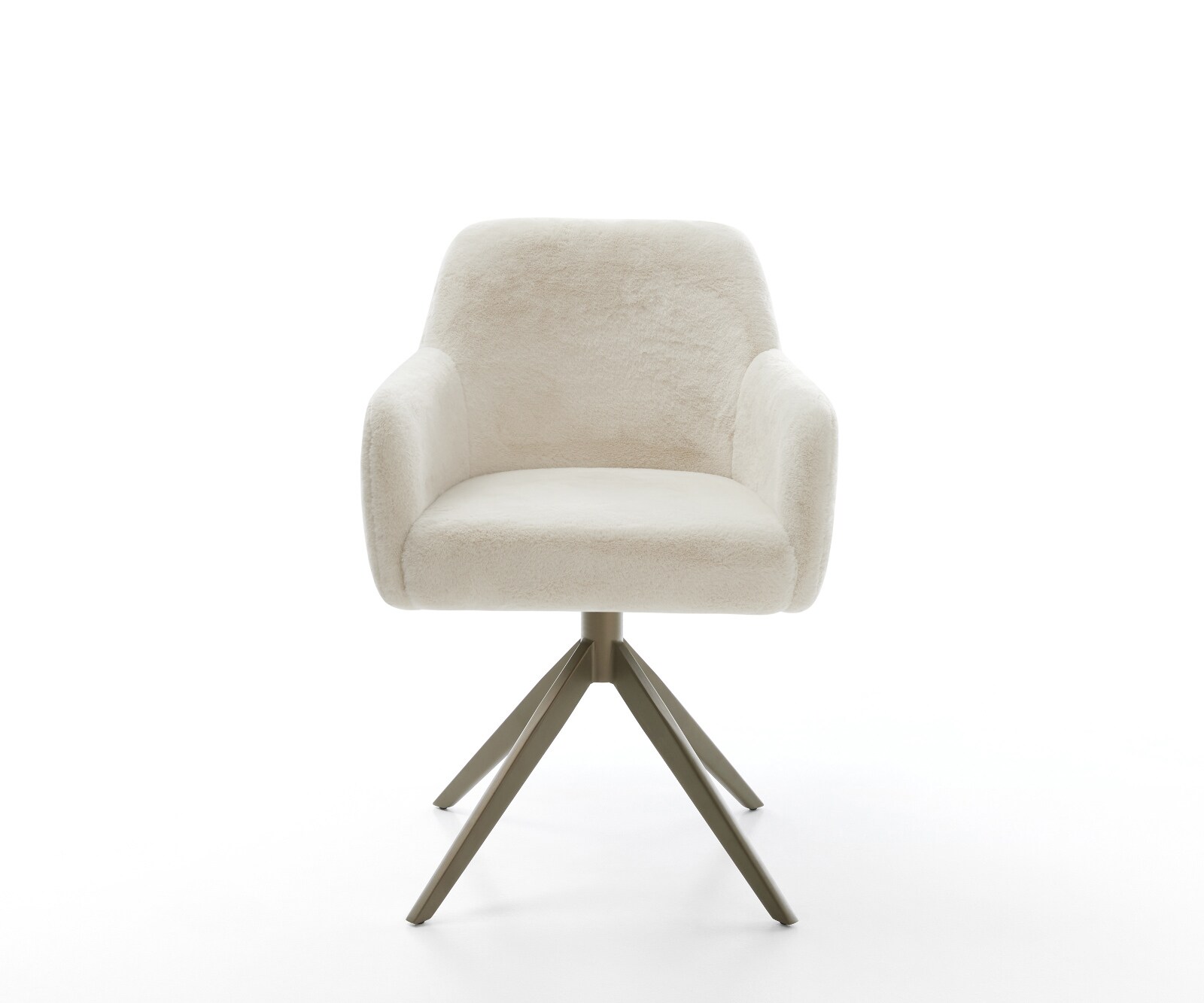 Drehstuhl Greg-Flex Plüsch Creme-Weiß Kreuzgestell breit Effektfinish Titan 360° drehbar Wippfunktion Taschenfederkern 1