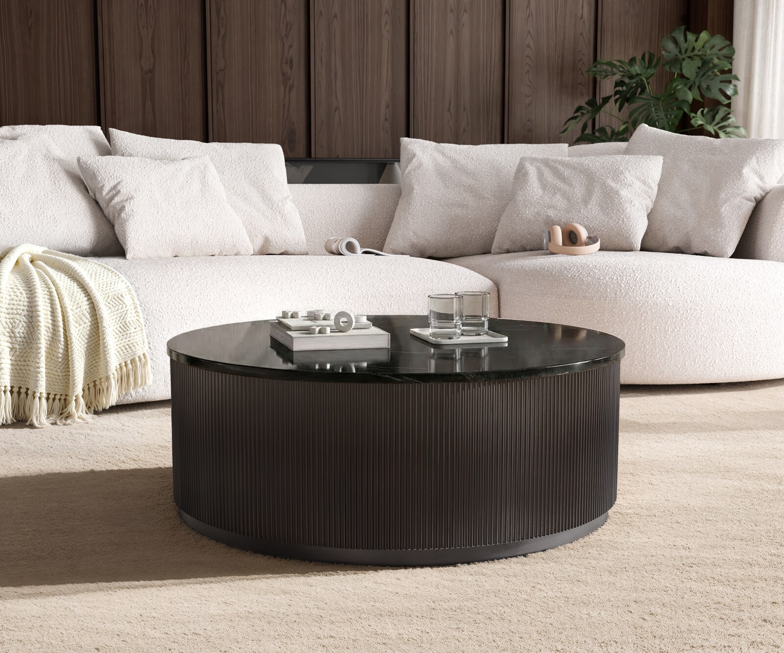 Couchtisch Fiorano 90x90 cm Marmor Schwarz Silber Metall Black Antique 3