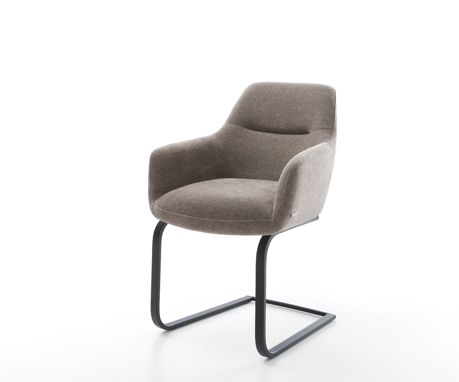 Cantilever Pejo-Flex tissu structuré doux taupe pied cantilever plat noir ressorts ensachés