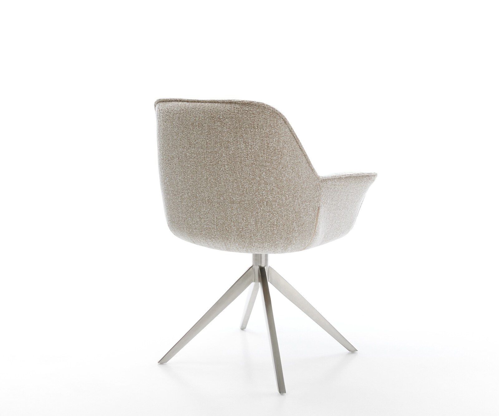 Drehstuhl Keila-Flex mit Armlehnen Webstoff Soft Beige Kreuzgestell breit Edelstahl 360° drehbar Wippfunktion 5