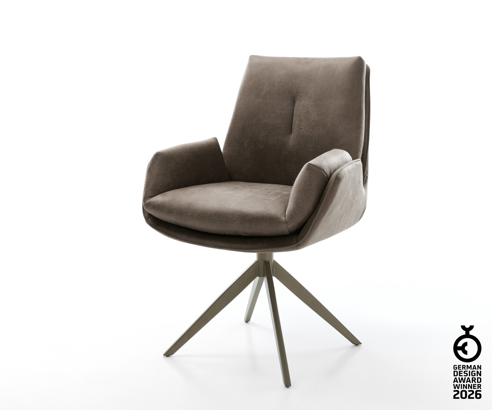 Drehstuhl Clea-Flex Mikrofaser Taupe Vintage Kreuzgestell breit Effektfinish Titan 360° drehbar Wippfunktion
