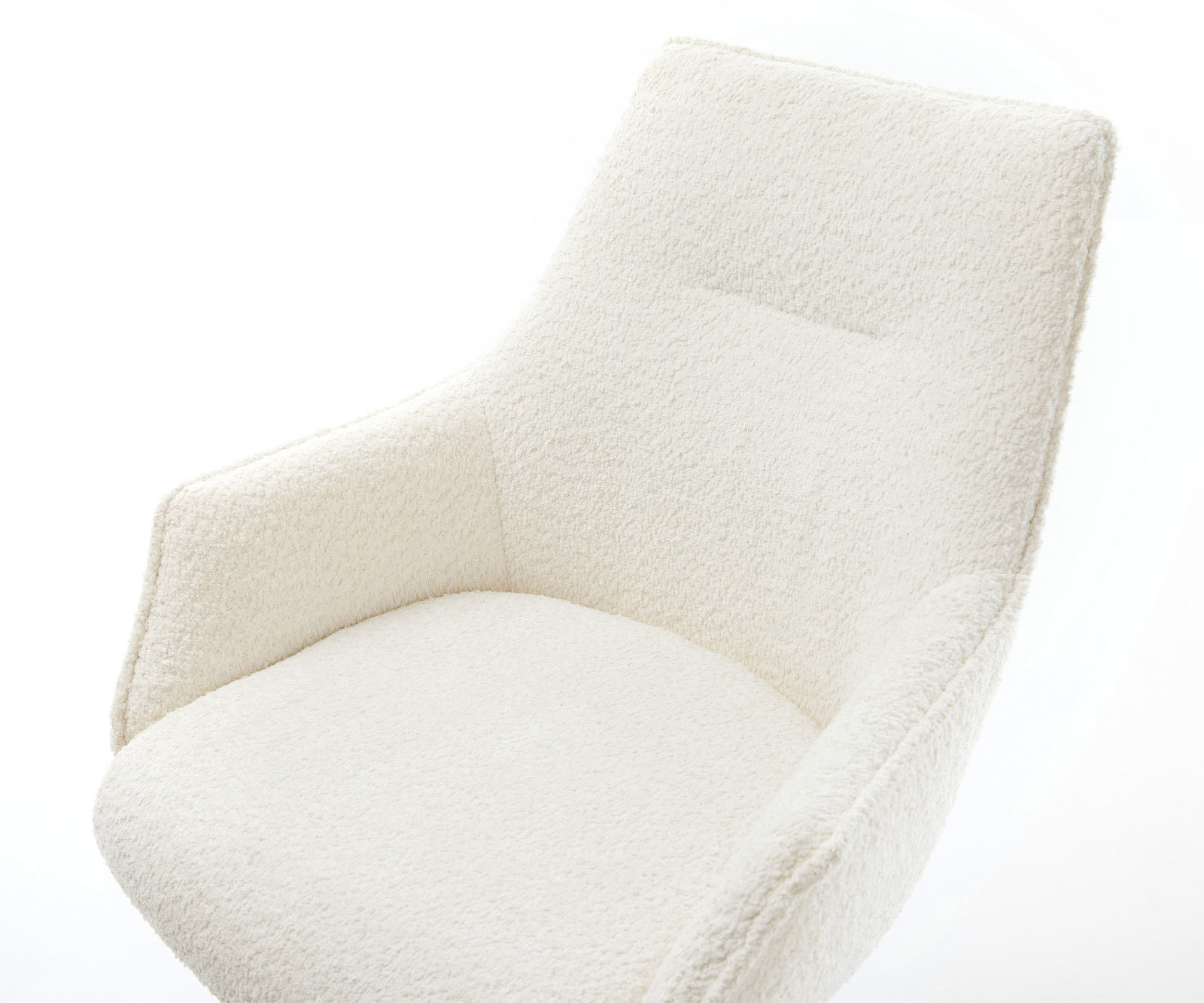 Chaise-pivotante Alja-Flex avec accoudoirs bouclé blanc pied de chaise 4 branches aspect titane pivotement sur 360° ressorts ensachés 3 Chaise-pivotante Alja-Flex avec accoudoirs bouclé blanc pied de chaise 4 branches aspect titane pivotement sur 360° ressorts ensachés 3
