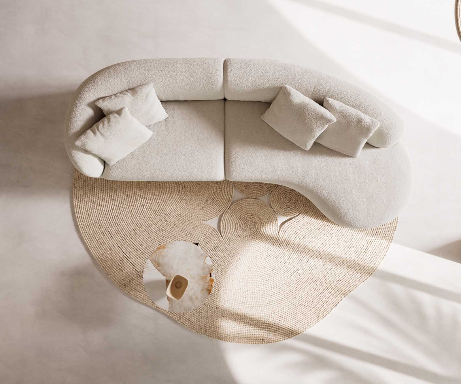 Canapé Mairi 330x160 cm Bouclé Crème-Blanc 5