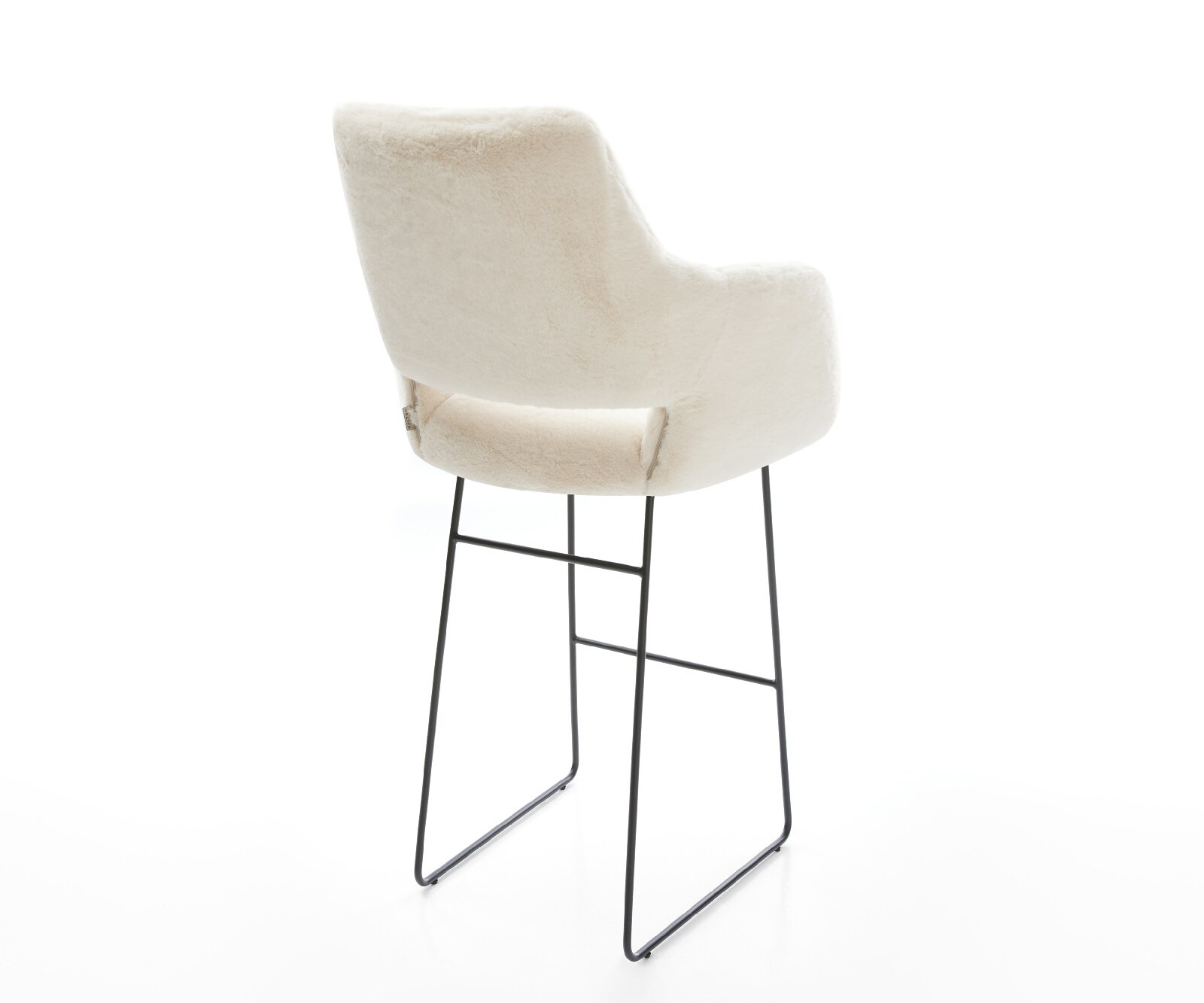 Barstuhl Yago-Flex Plüsch Creme-Weiß Kufengestell Metall Schwarz Taschenfederkern 5