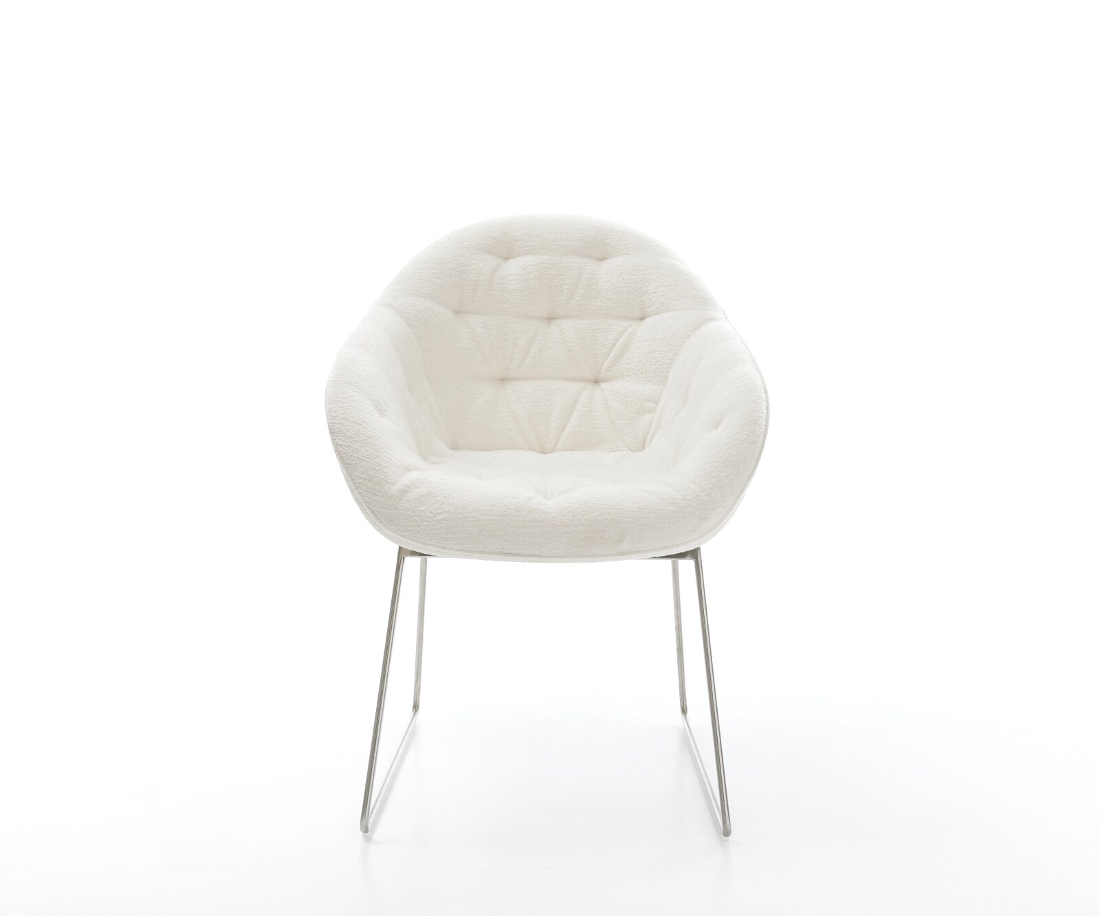 Esszimmerstuhl Gaio-Flex Bouclé Soft Beige Kufengestell Edelstahl 1