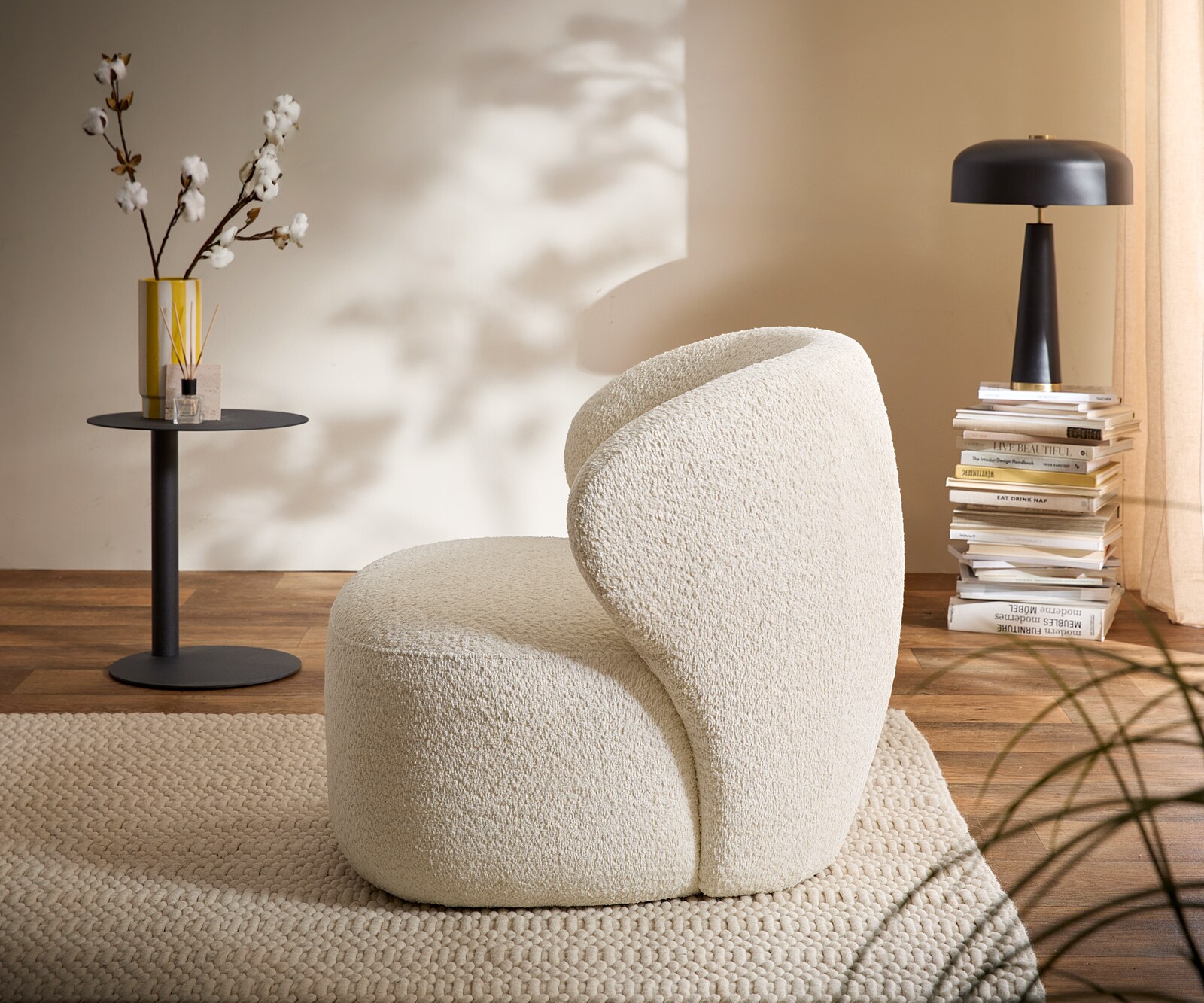 Loungesessel Pulo 80x80 cm Bouclé Weiß 4