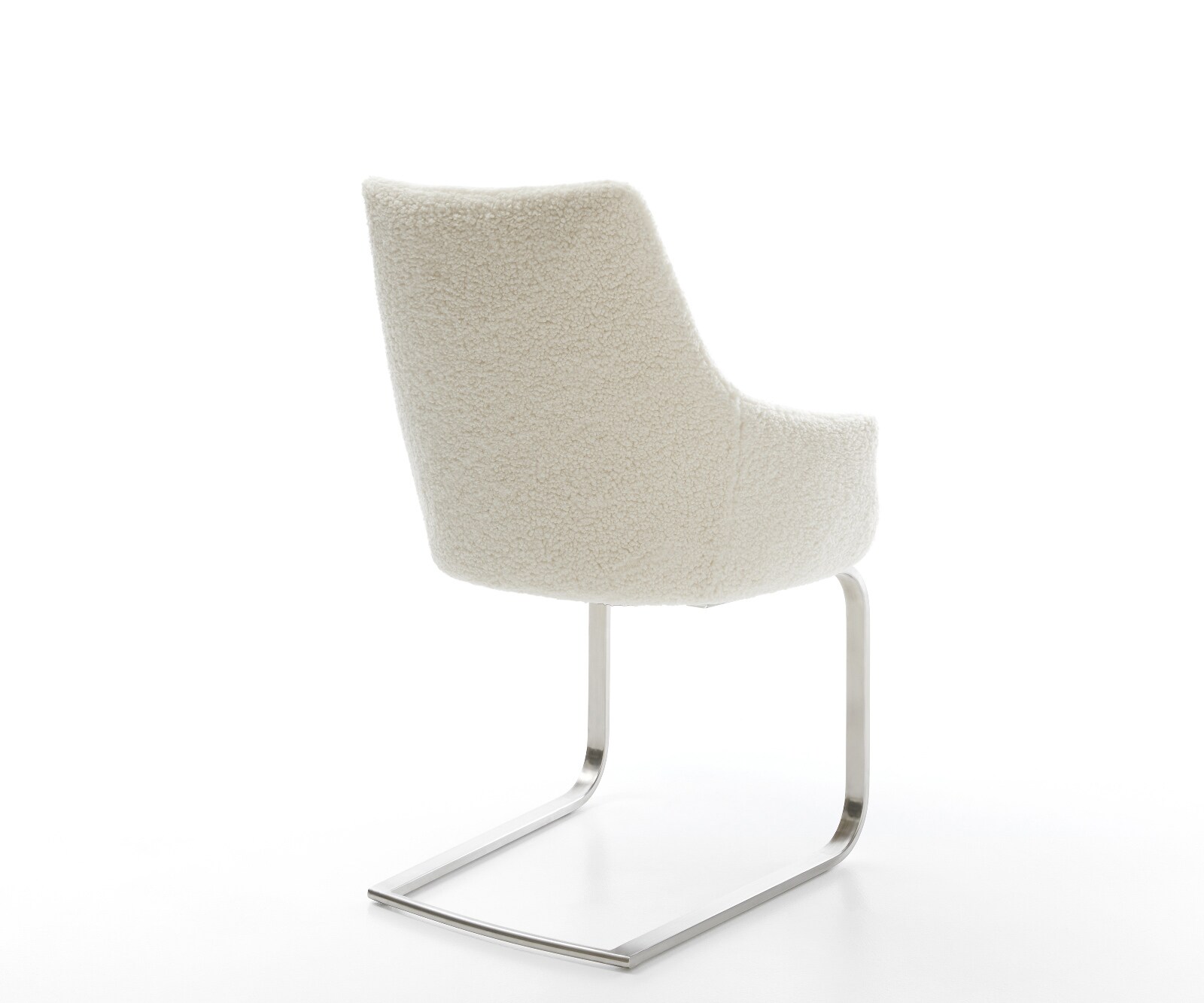 Freischwinger Alja-Flex mit Armlehnen Teddystoff Beige Freischwinger flach Edelstahl Taschenfederkern 4