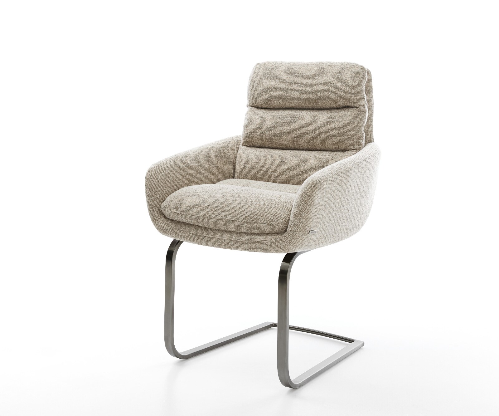 Freischwinger Abelia-Flex mit Armlehnen Webstoff Soft Beige Freischwinger flach Graphit 1