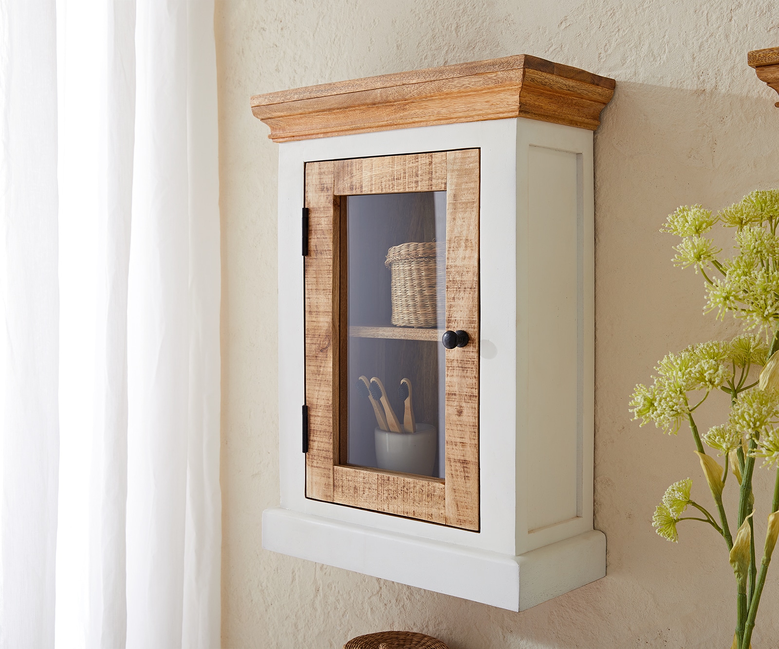 Hängeschrank Casa 45x65 cm Mango Weiss Natur