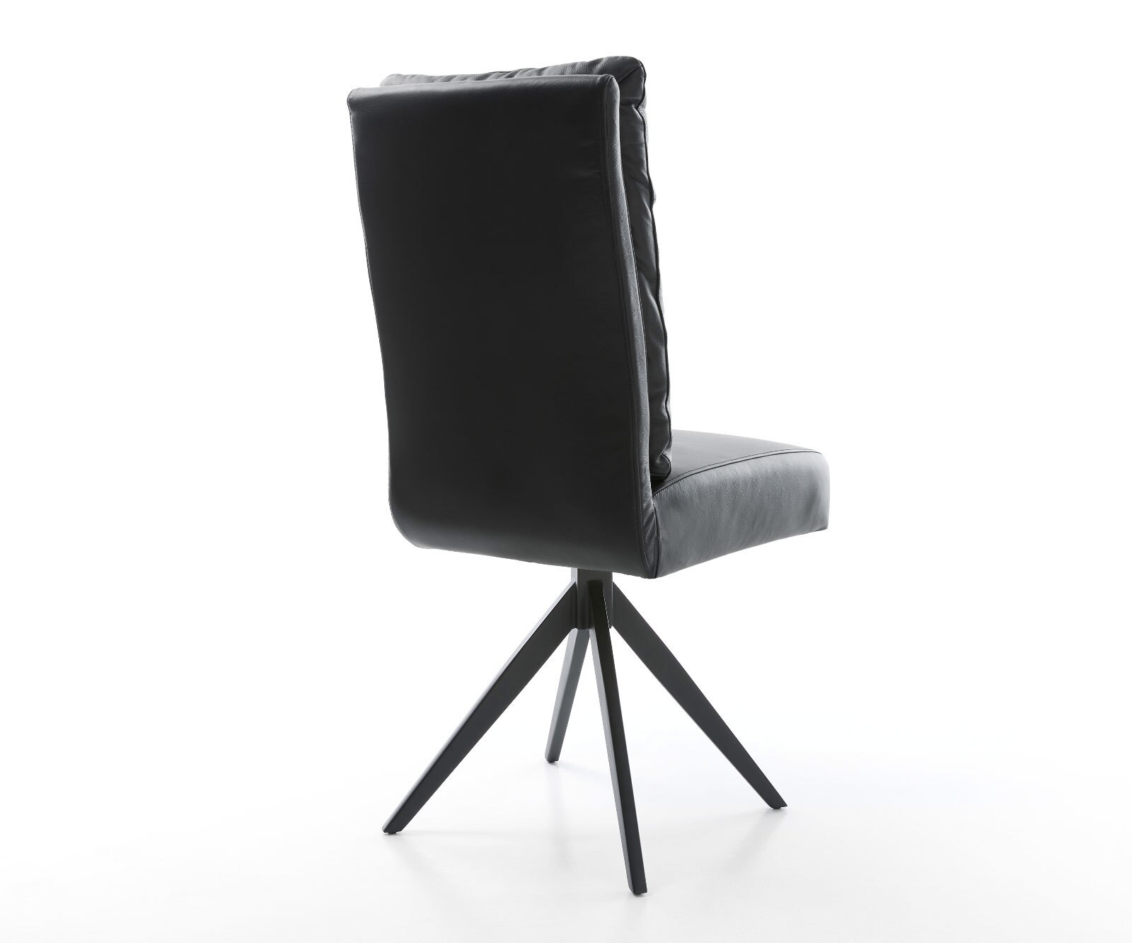Chaise-de-salle-à-manger Pela-Flex cuir de vache noir pied croisé angulaire noir ressorts ensachés 5
