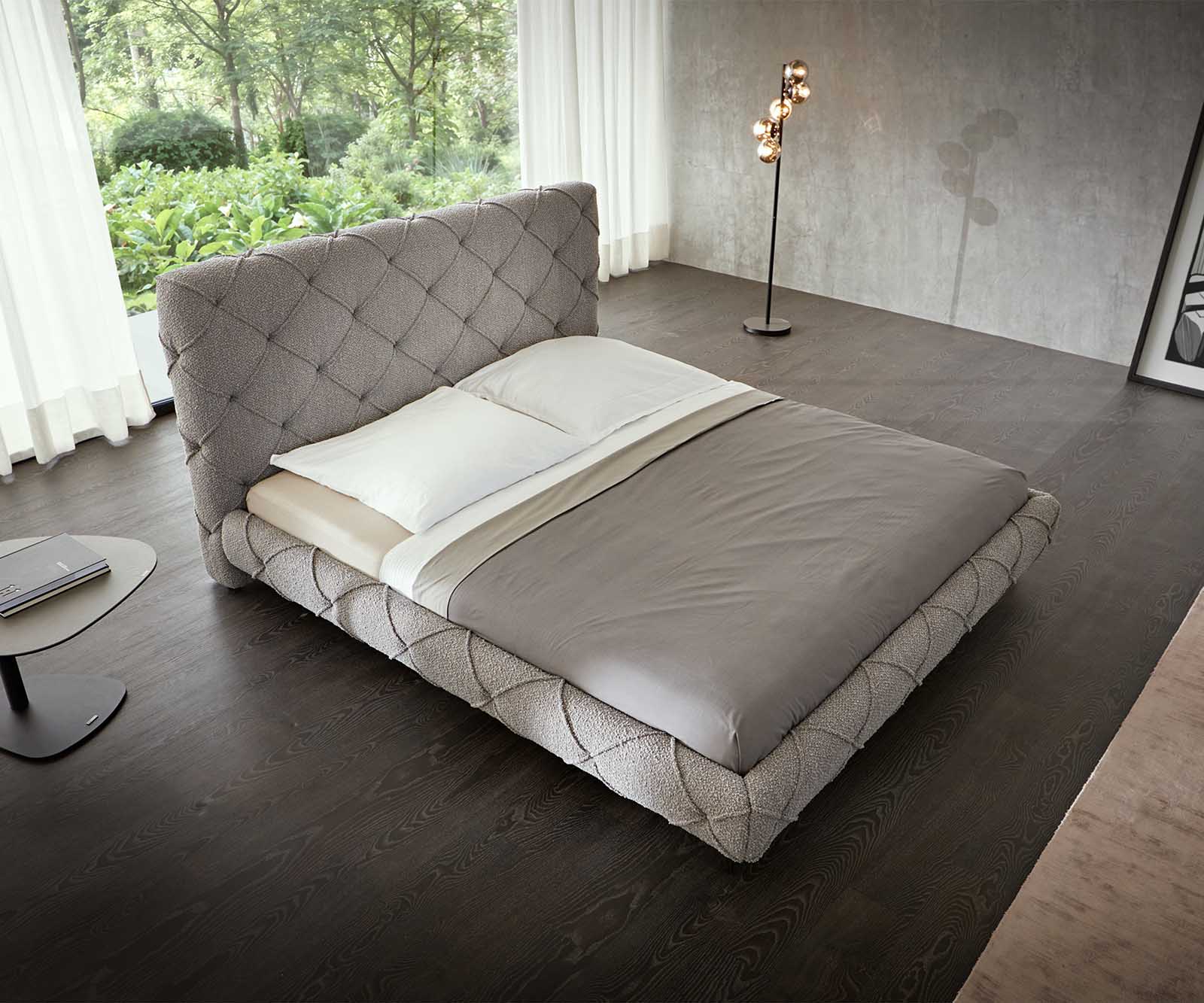 Polsterbettgestell Nayara 180x200 cm Bouclé Silbergrau 1 Polsterbettgestell Nayara 180x200 cm Bouclé Silbergrau 1