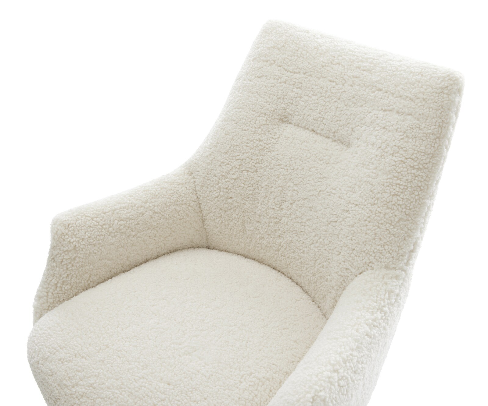Esszimmerstuhl Alja-Flex mit Armlehnen Teddystoff Beige Kufengestell Edelstahl Taschenfederkern 4