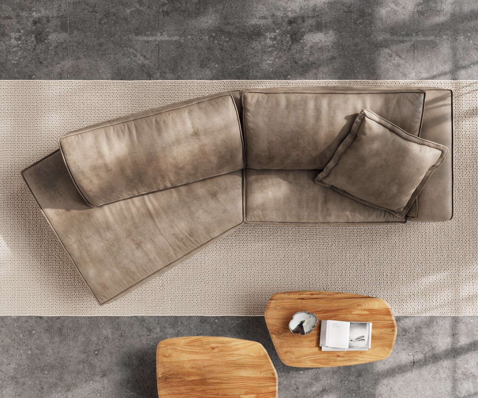 Big-Sofa Snoosh 400x150 cm Mikrofaser Schlamm Vintage Recamiere links 8