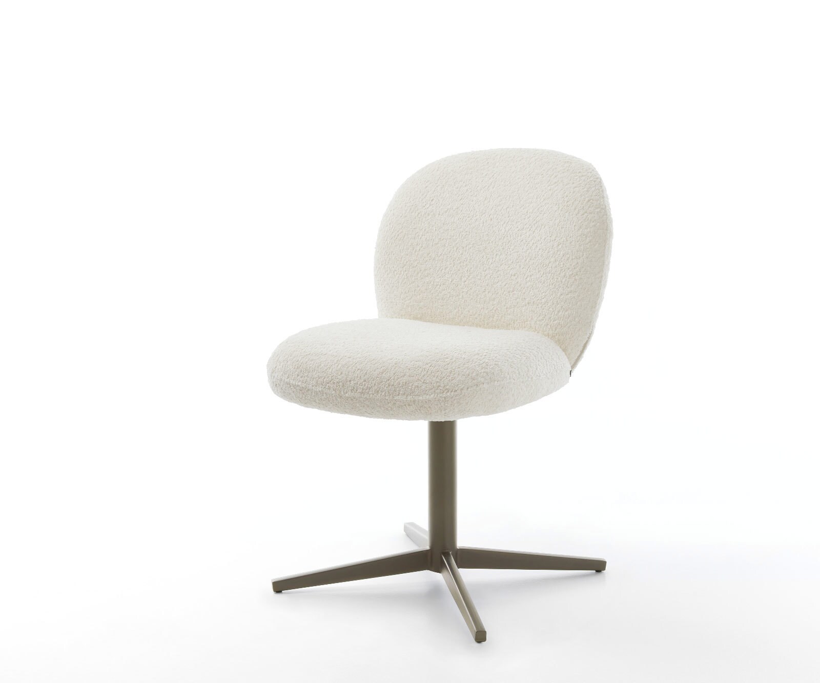Drehstuhl Nube-Flex Bouclé Weiß Fußkreuz Effektfinish Titan 360° drehbar Taschenfederkern 1