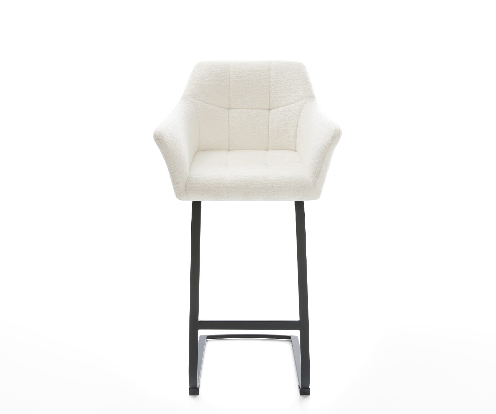 Chaise-de-bar Yulo-Flex Bouclé doux Beige Pied cantilever plat noir Noir 2