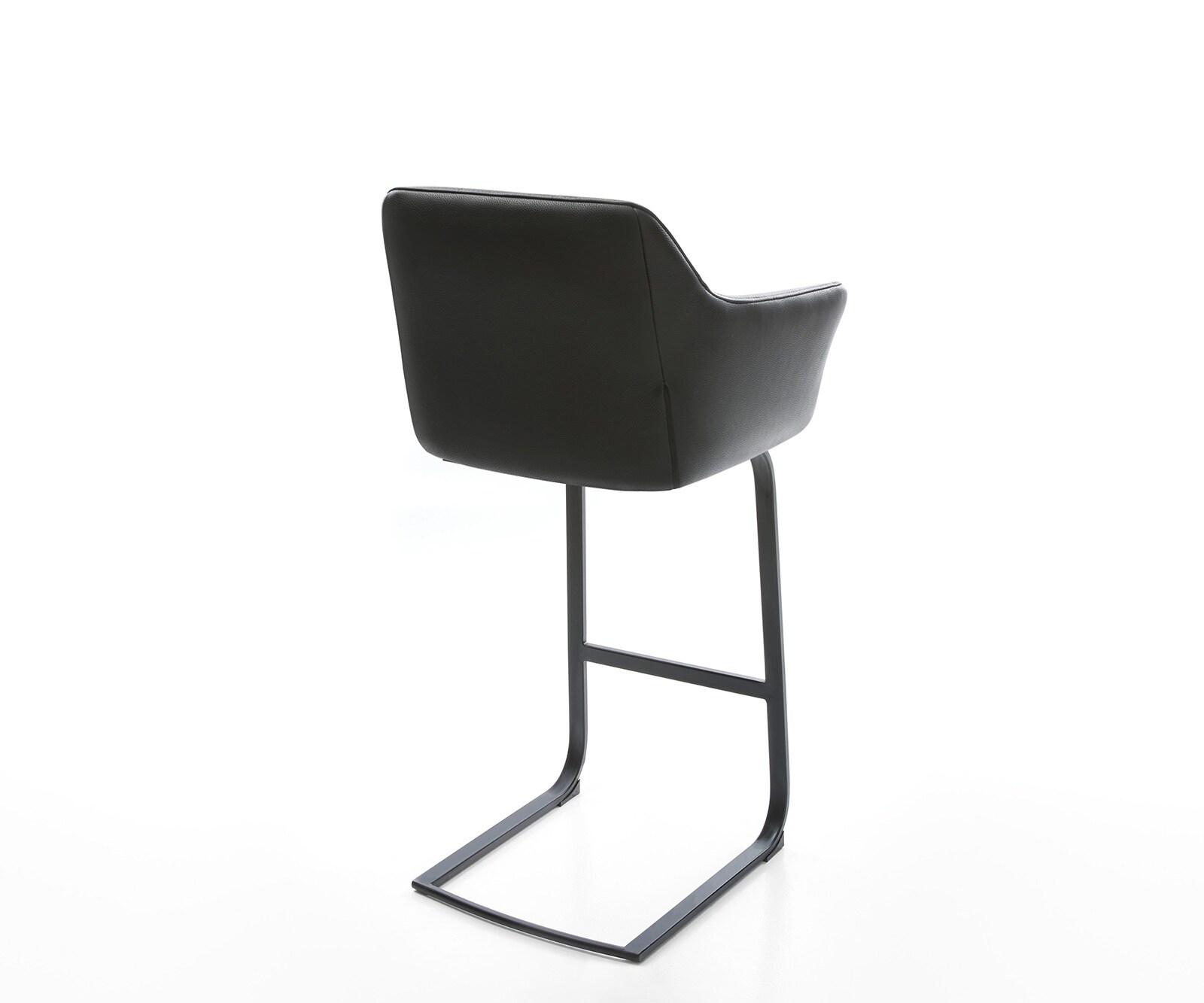 Barstuhl Yulo-Flex Echt-Leder Schwarz Freischwinger flach Metall 4 Barstuhl Yulo-Flex Echt-Leder Schwarz Freischwinger flach Metall 4