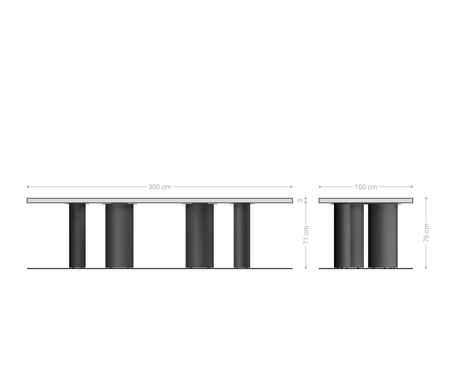 Esstisch Edge 300x100 XL Akazie Platin Troa Edelstahl Graphit Live-Edge 8