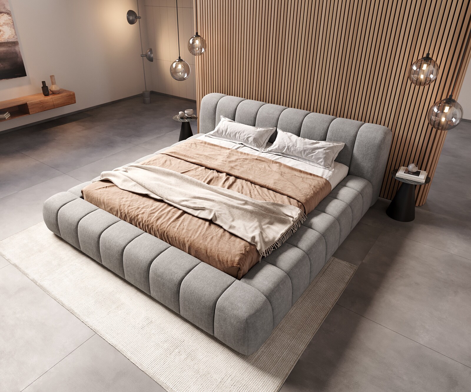 Polsterbettgestell Cutio 180x200 cm Strukturstoff Soft Grau 1