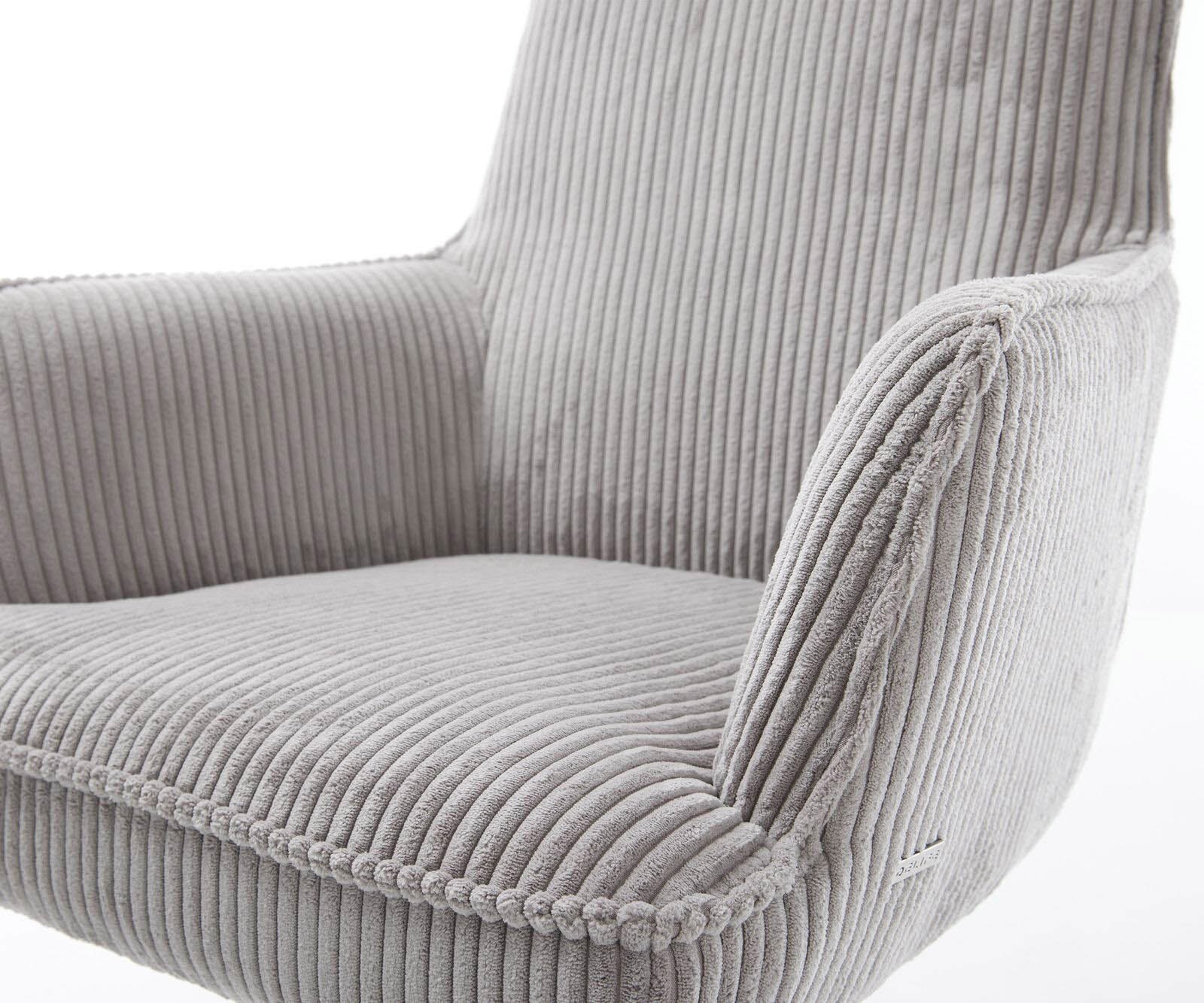 Freischwinger Heira-Flex mit Armlehnen Cord Silbergrau Freischwinger flach Effektfinish Titan Taschenfederkern 4