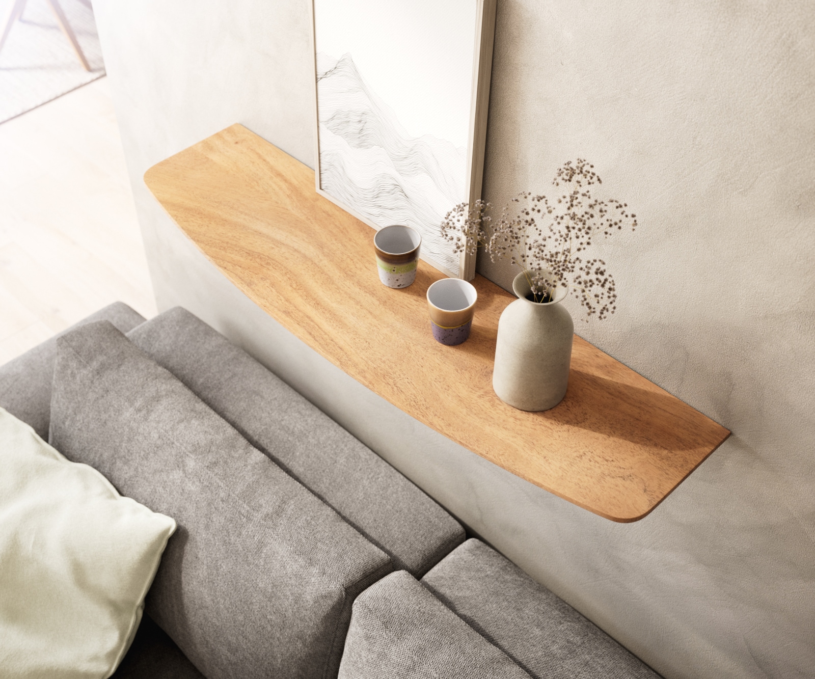 Wandregal Edge 100 cm Akazie Natur Schweizer Kante Massiv 3 Wandregal Edge 100 cm Akazie Natur Schweizer Kante Massiv 3