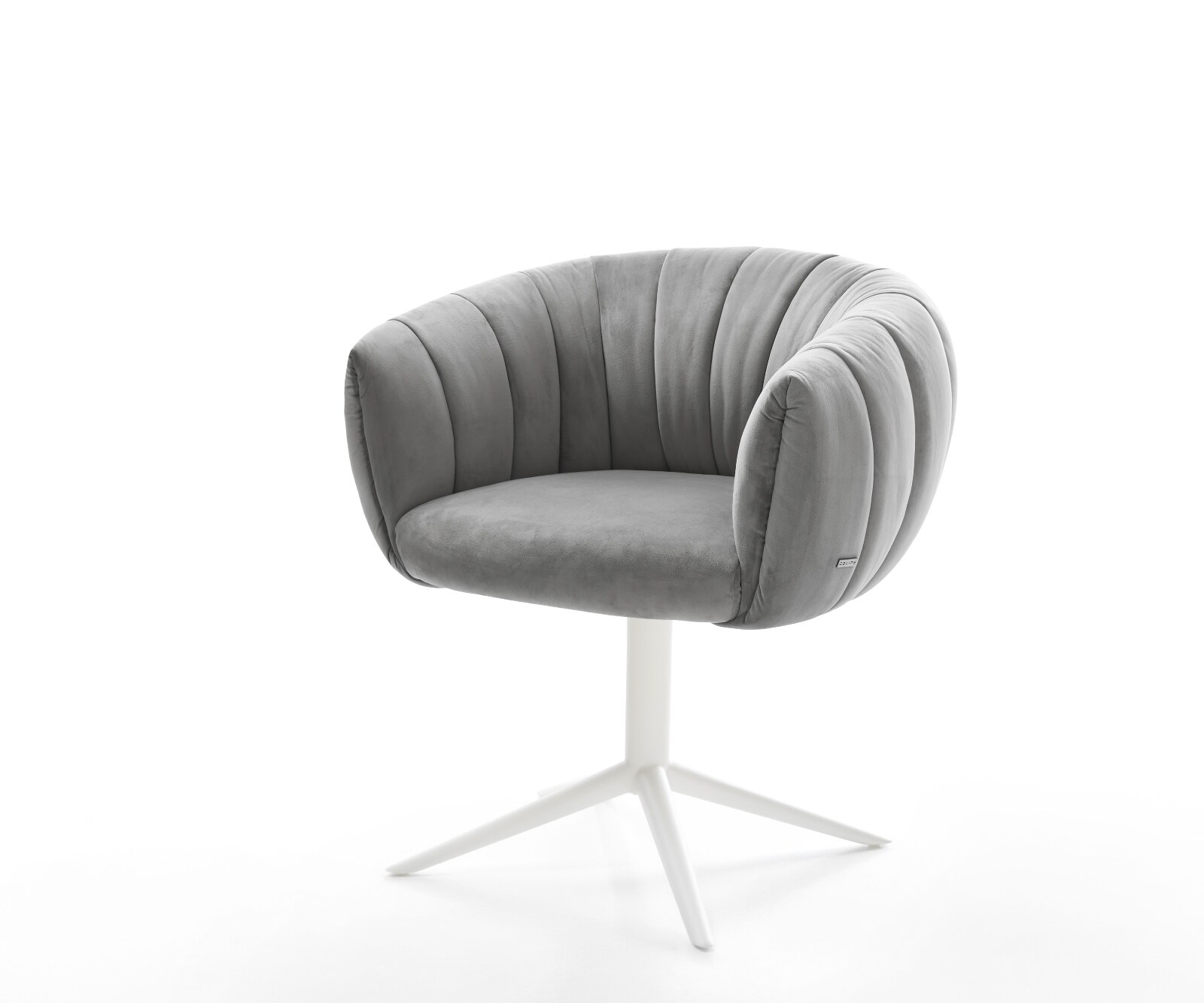 Drehstuhl Jada-Flex Samt Grau Fußkreuz Weiß 360° drehbar Wippfunktion Taschenfederkern