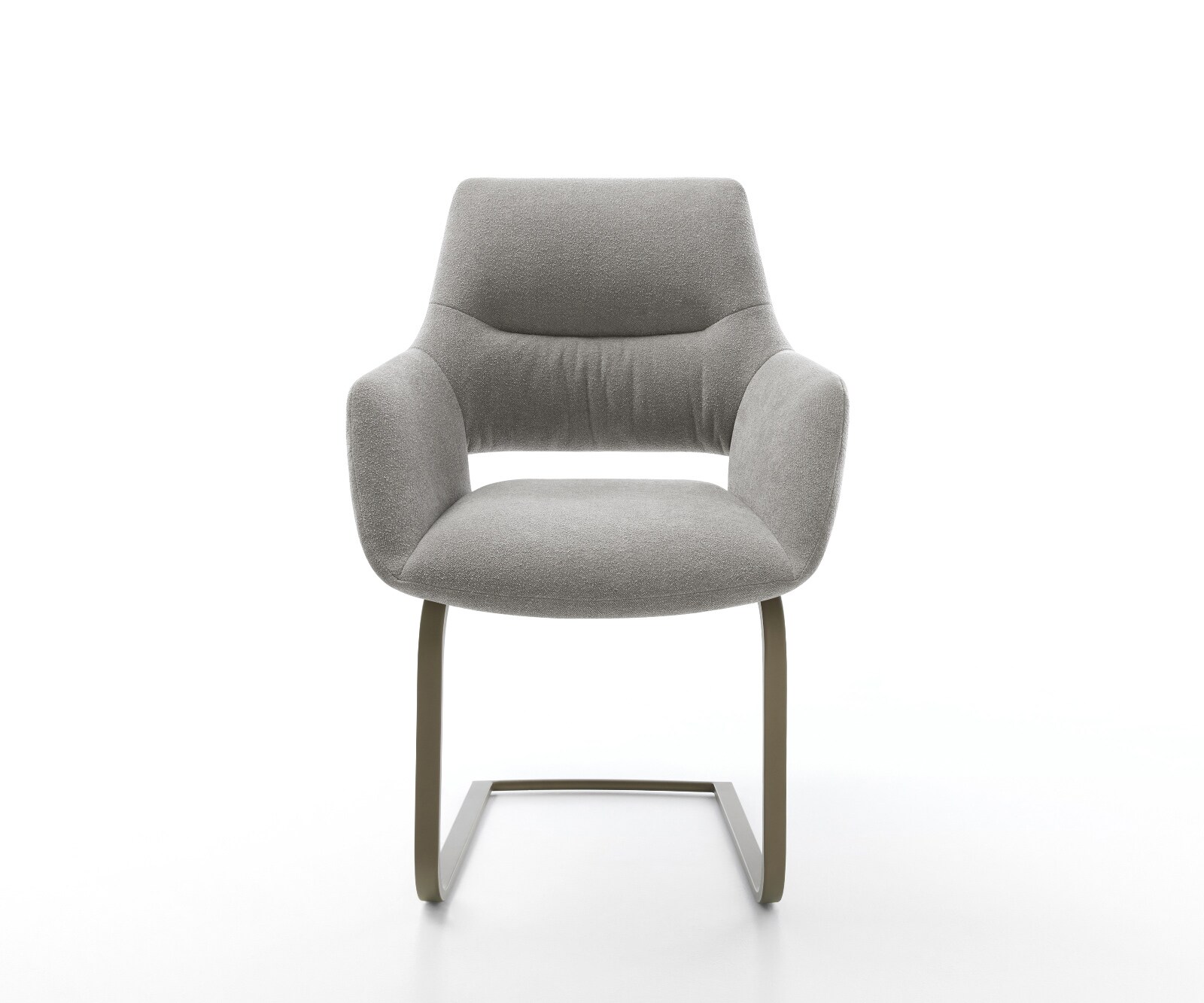 Cantilever Yago-Flex avec accoudoirs tissu structuré doux gris pied cantilever plat aspect titane resorts ensachés 1