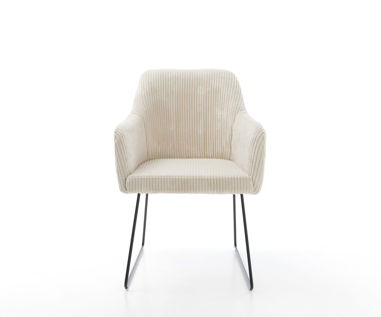 Chaise-de-salle-à-manger Greg-Flex côtelé beige vintage pied trapèze noir ressorts ensachés 2