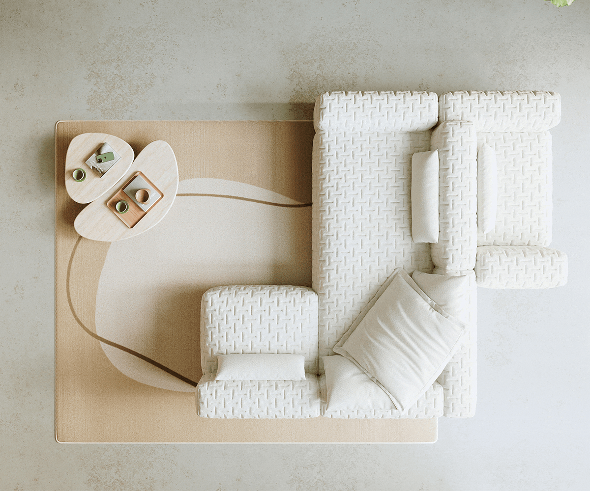 Wohnlandschaft Freestyle 360x290 cm Bouclé Soft Beige Gesteppt 6